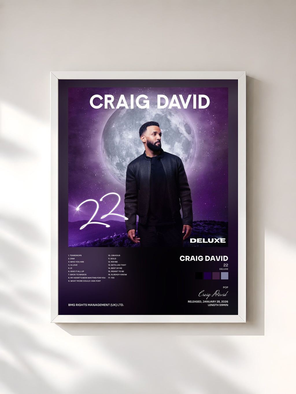 #blanc 22 (Deluxe) von Craig David als gerahmter Kunstdruck, weißer Rahmen, gedruckt und gerahmt in Frankreich