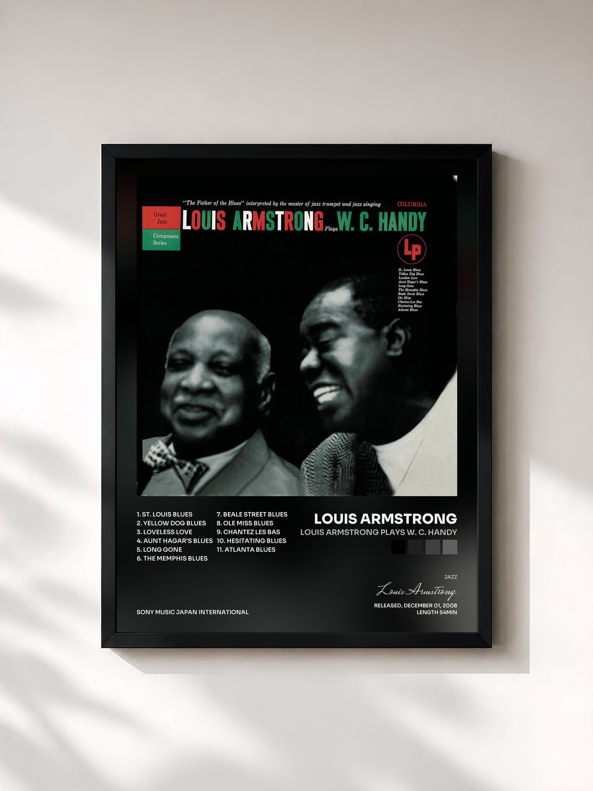#noir Tableau de l'album Louis Armstrong Plays W. C. Handy de Louis Armstrong, cadre noir, imprimé et encadré en France