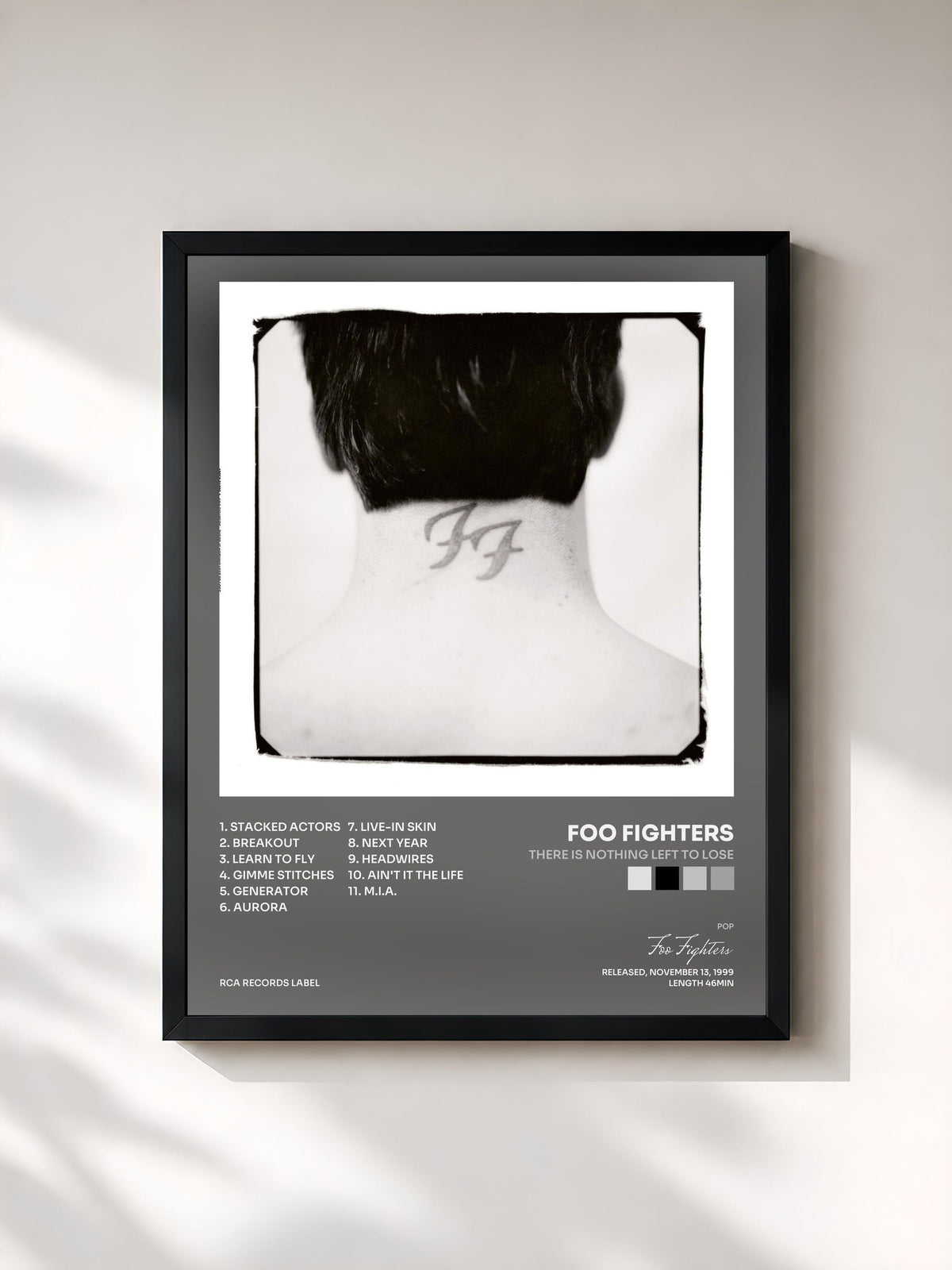 #noir Tableau de l'album There Is Nothing Left To Lose de Foo Fighters, cadre noir, imprimé et encadré en France
