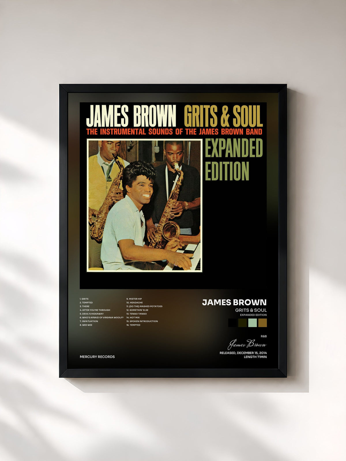 #noir Tableau de l'album Grits & Soul (Expanded Edition) de James Brown, cadre noir, imprimé et encadré en France