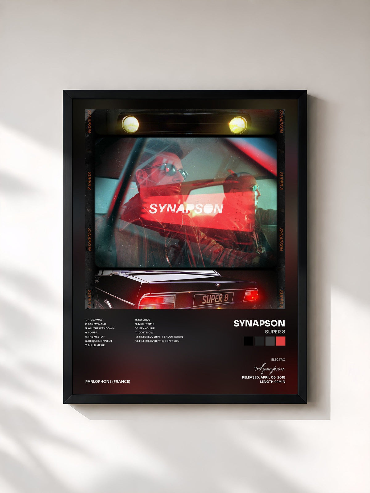 #noir Super 8 by Synapson as a framed art print, black frame, printed and framed in France