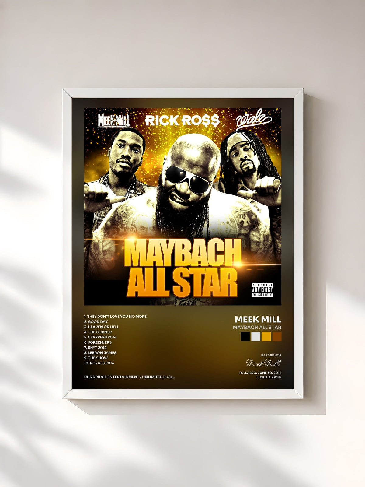 #blanc Maybach All Star di Meek Mill in stampa incorniciata, cornice bianca, stampata e incorniciata in Francia