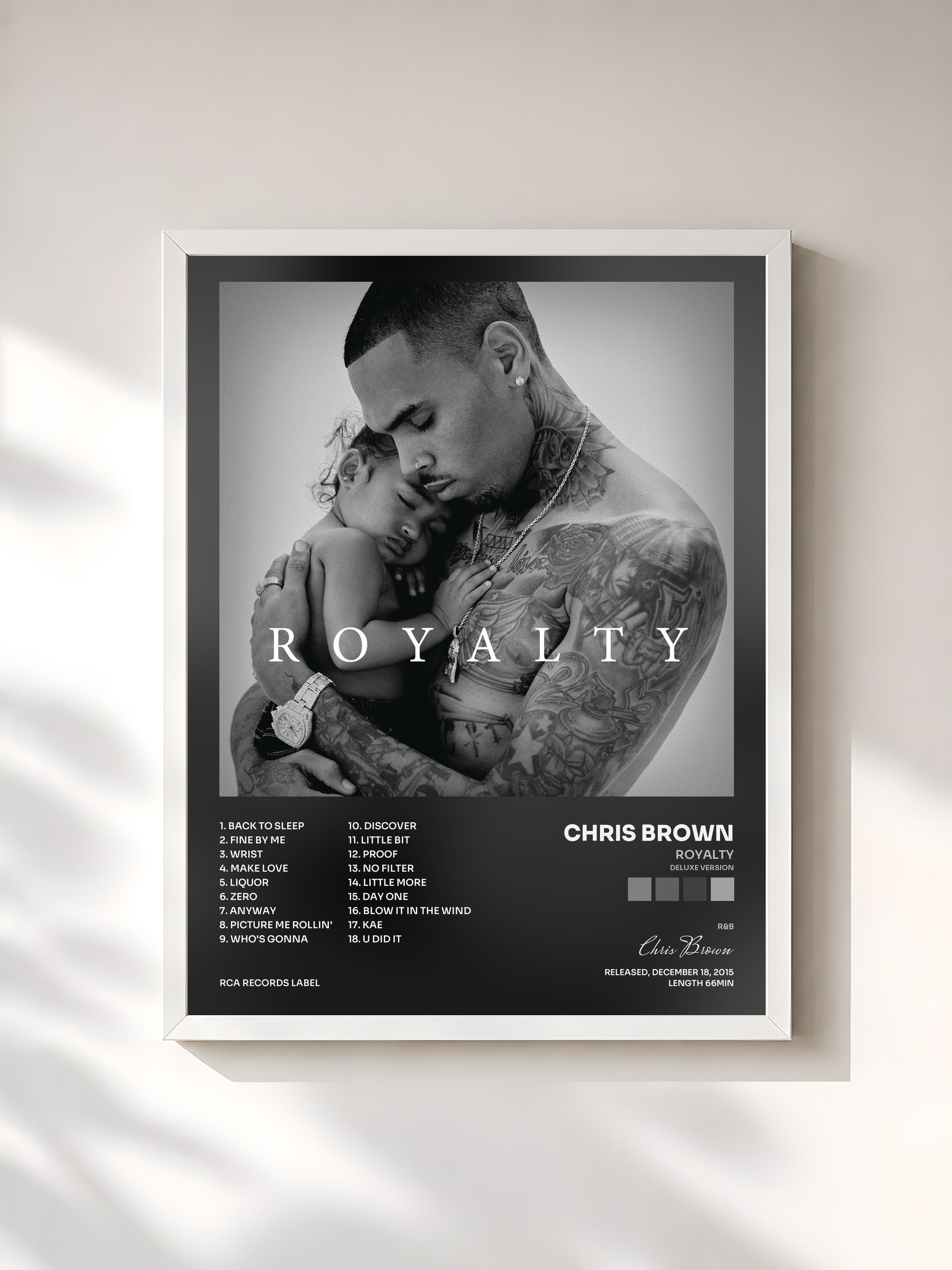 #blanc Royalty (Deluxe Version) di Chris Brown in stampa incorniciata, cornice bianca, stampata e incorniciata in Francia