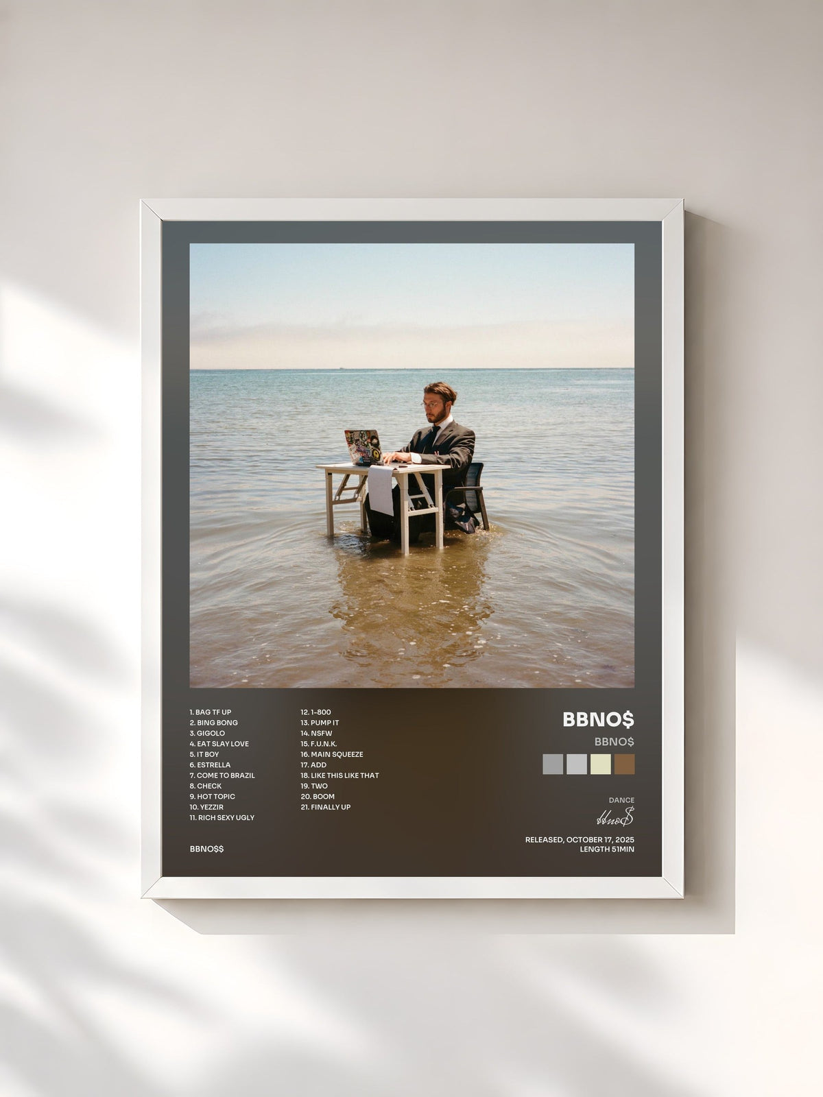 #blanc bbno$ by bbno$ as a framed art print, white frame, printed and framed in France