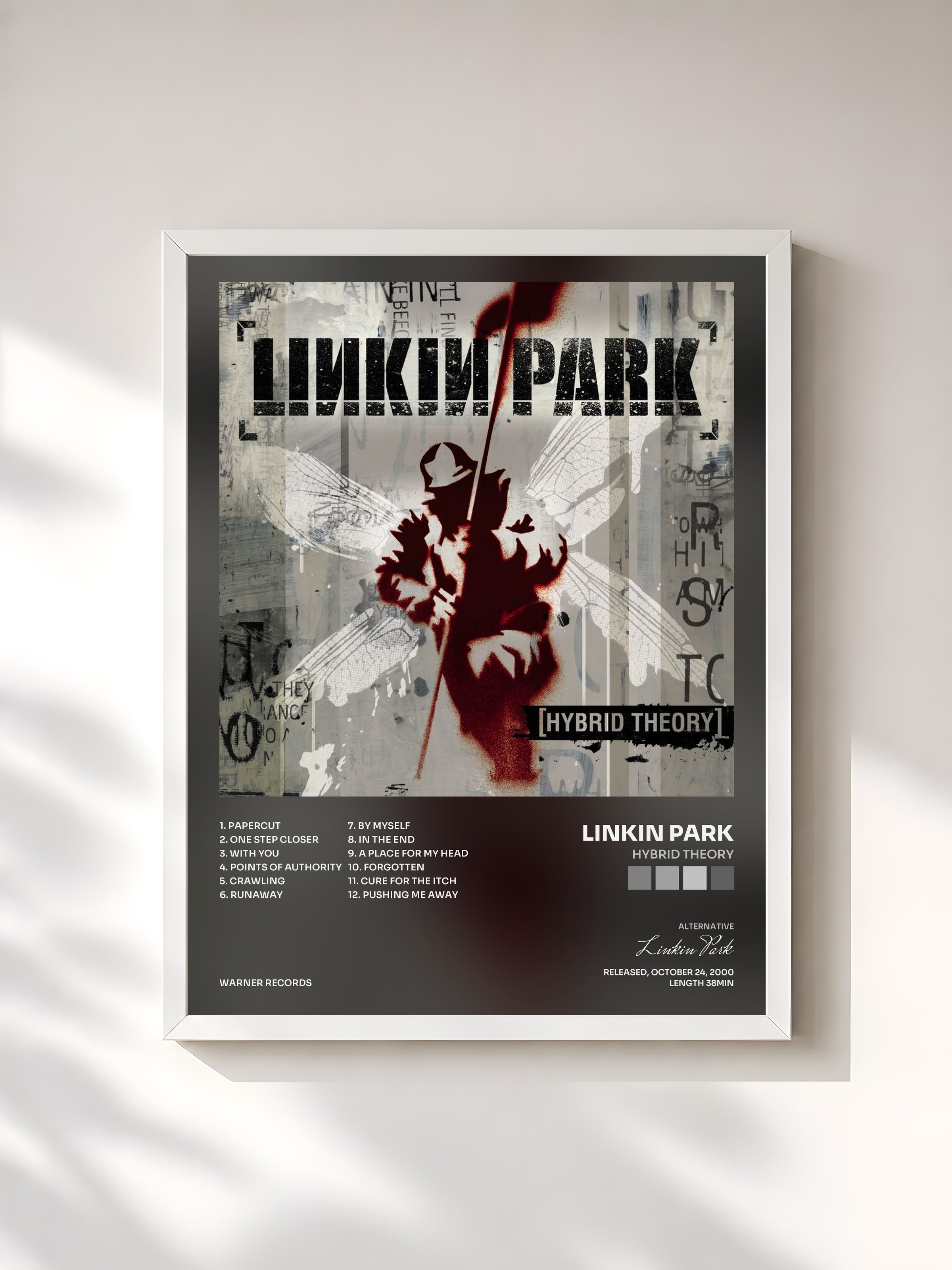 #blanc Hybrid Theory di Linkin Park in stampa incorniciata, cornice bianca, stampata e incorniciata in Francia