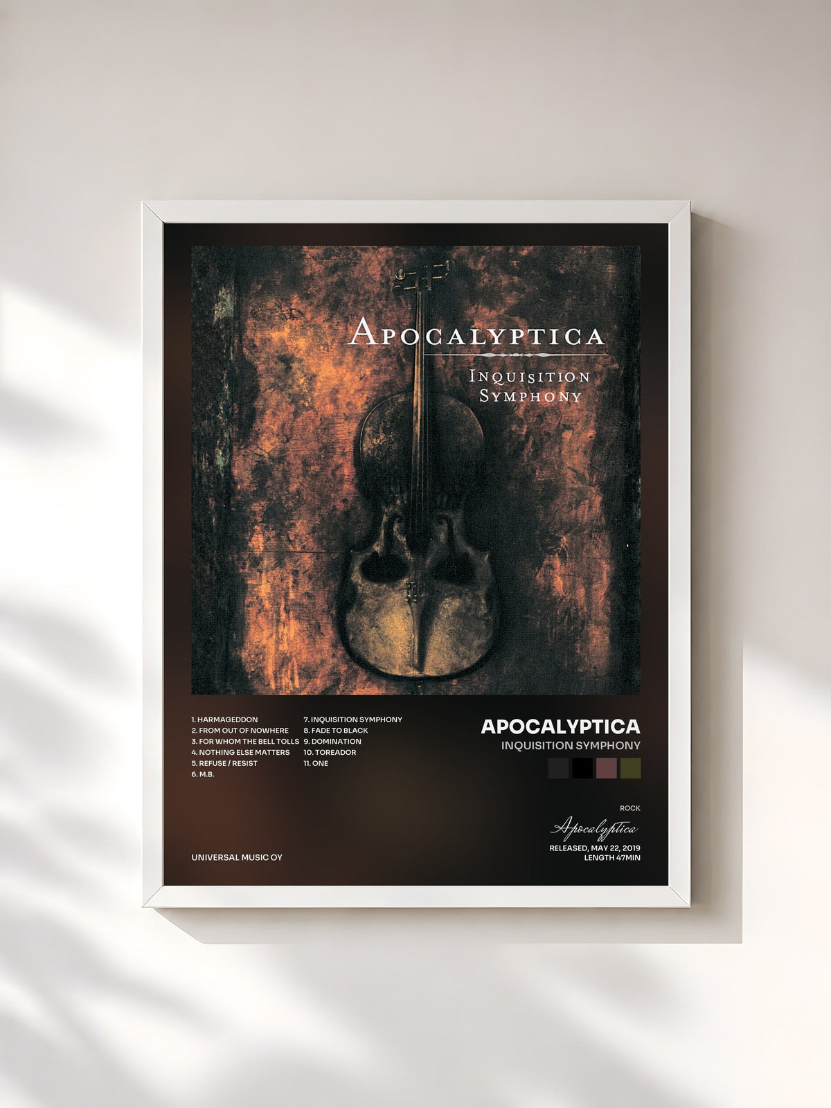#blanc Inquisition Symphony di Apocalyptica in stampa incorniciata, cornice bianca, stampata e incorniciata in Francia