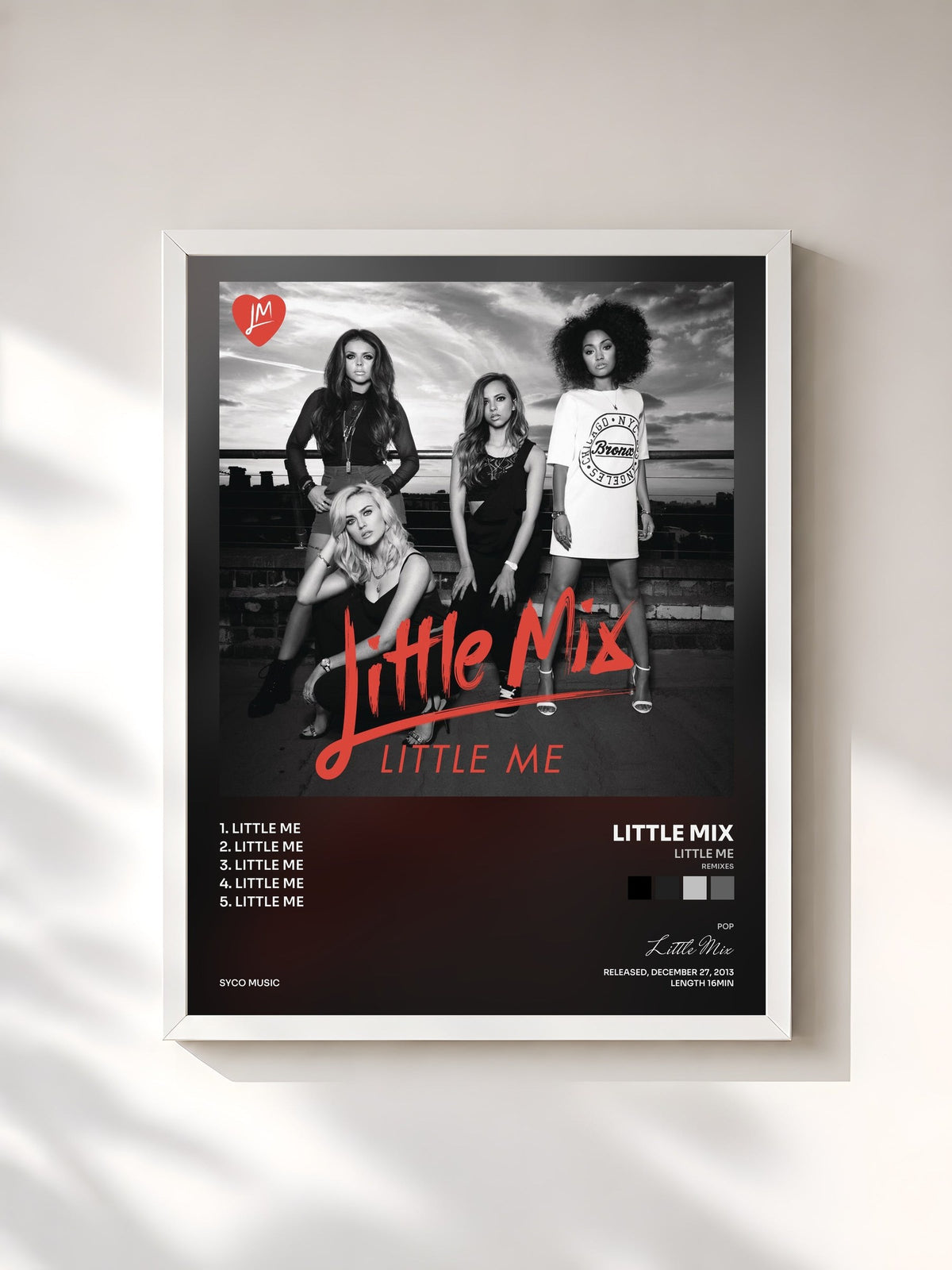 #blanc Tableau de l'album Little Me (Remixes) de Little Mix, cadre blanc, imprimé et encadré en France