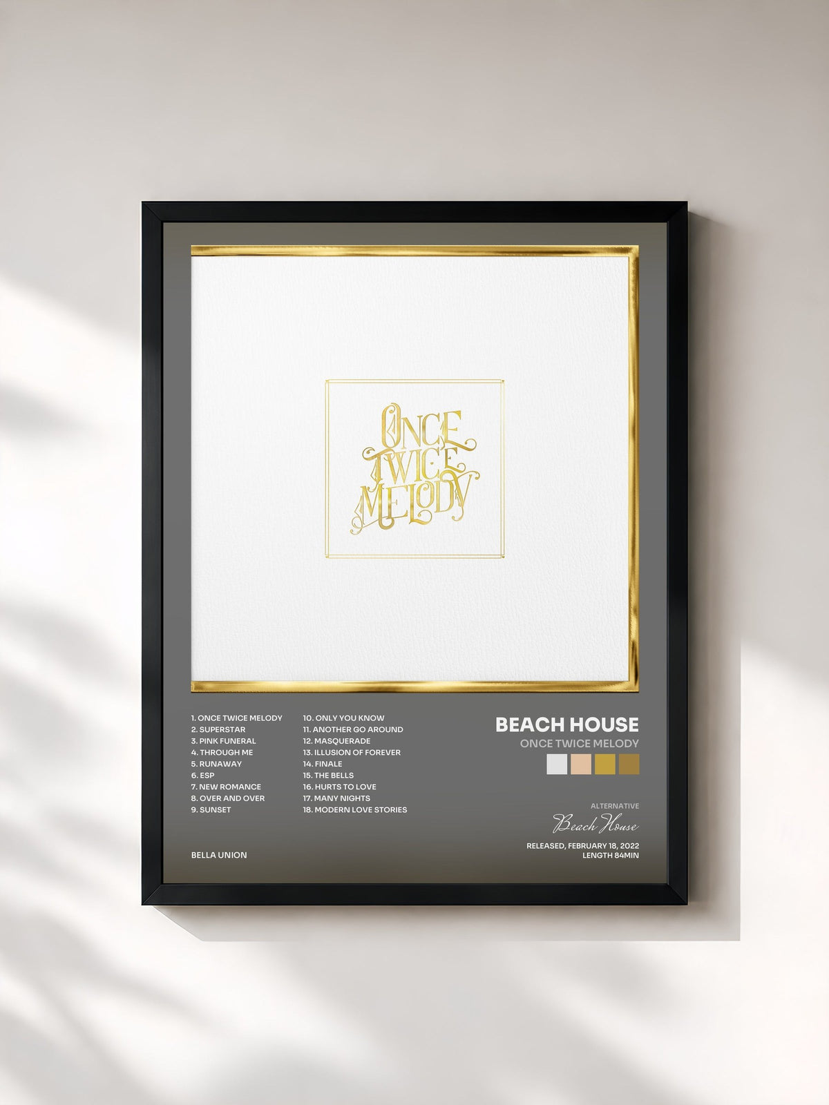 #noir Tableau de l'album Once Twice Melody de Beach House, cadre noir, imprimé et encadré en France