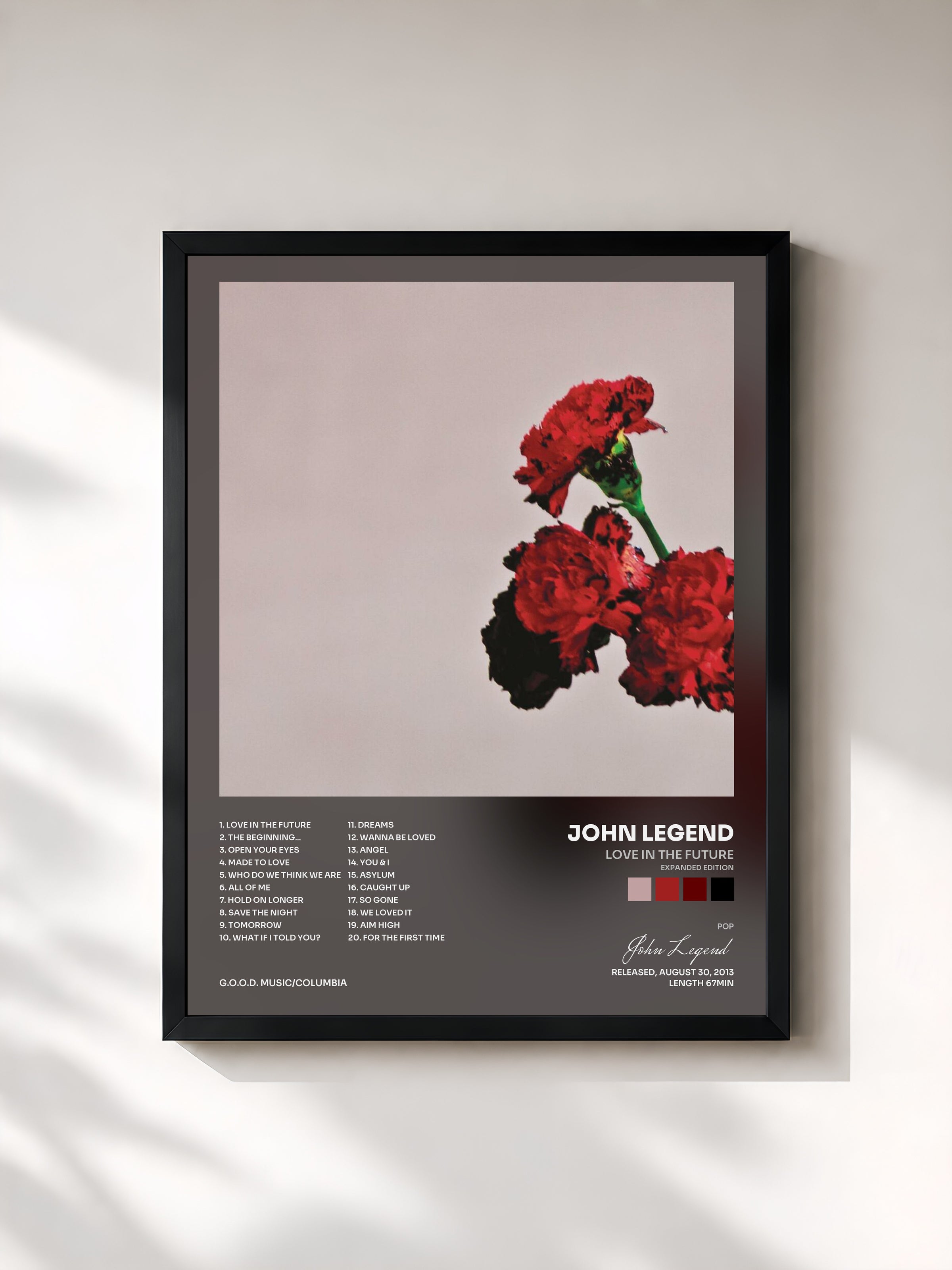 #noir Tableau de l'album Love In The Future (Expanded Edition) de John Legend, cadre noir, imprimé et encadré en France