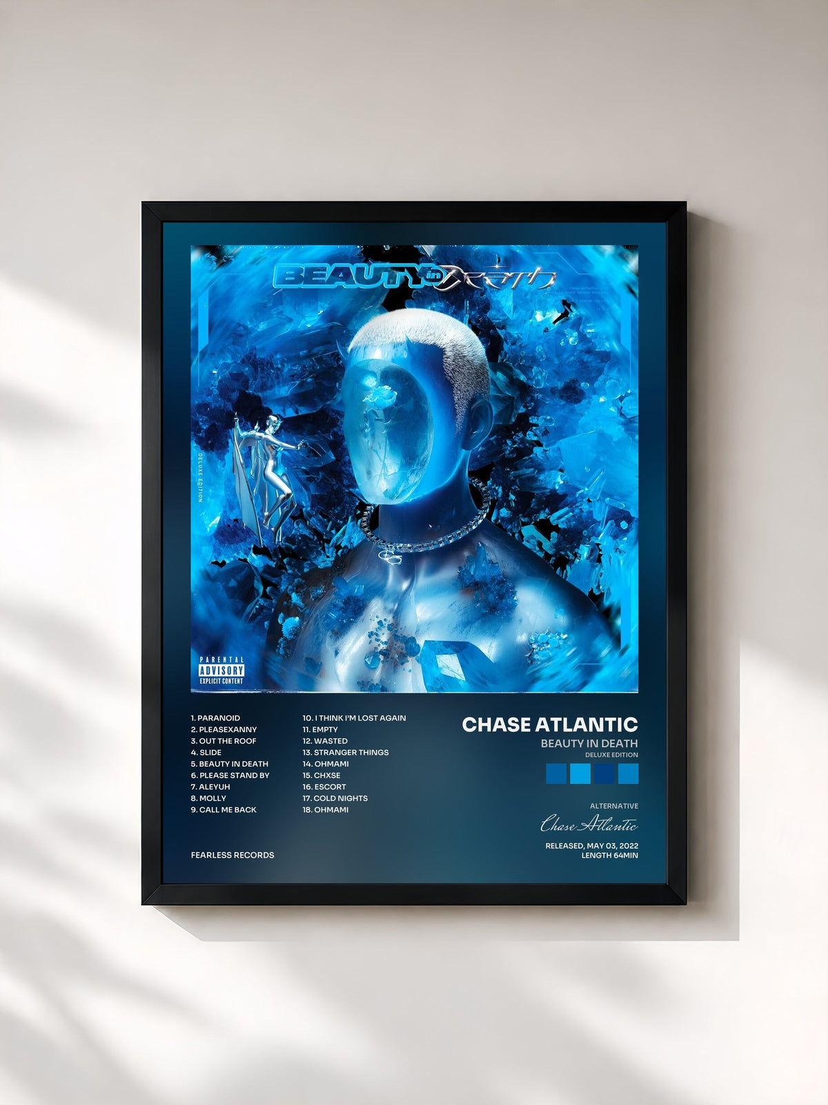 #noir BEAUTY IN DEATH (DELUXE EDITION) de Chase Atlantic en lámina enmarcada, marco negro, impresa y enmarcada en Francia