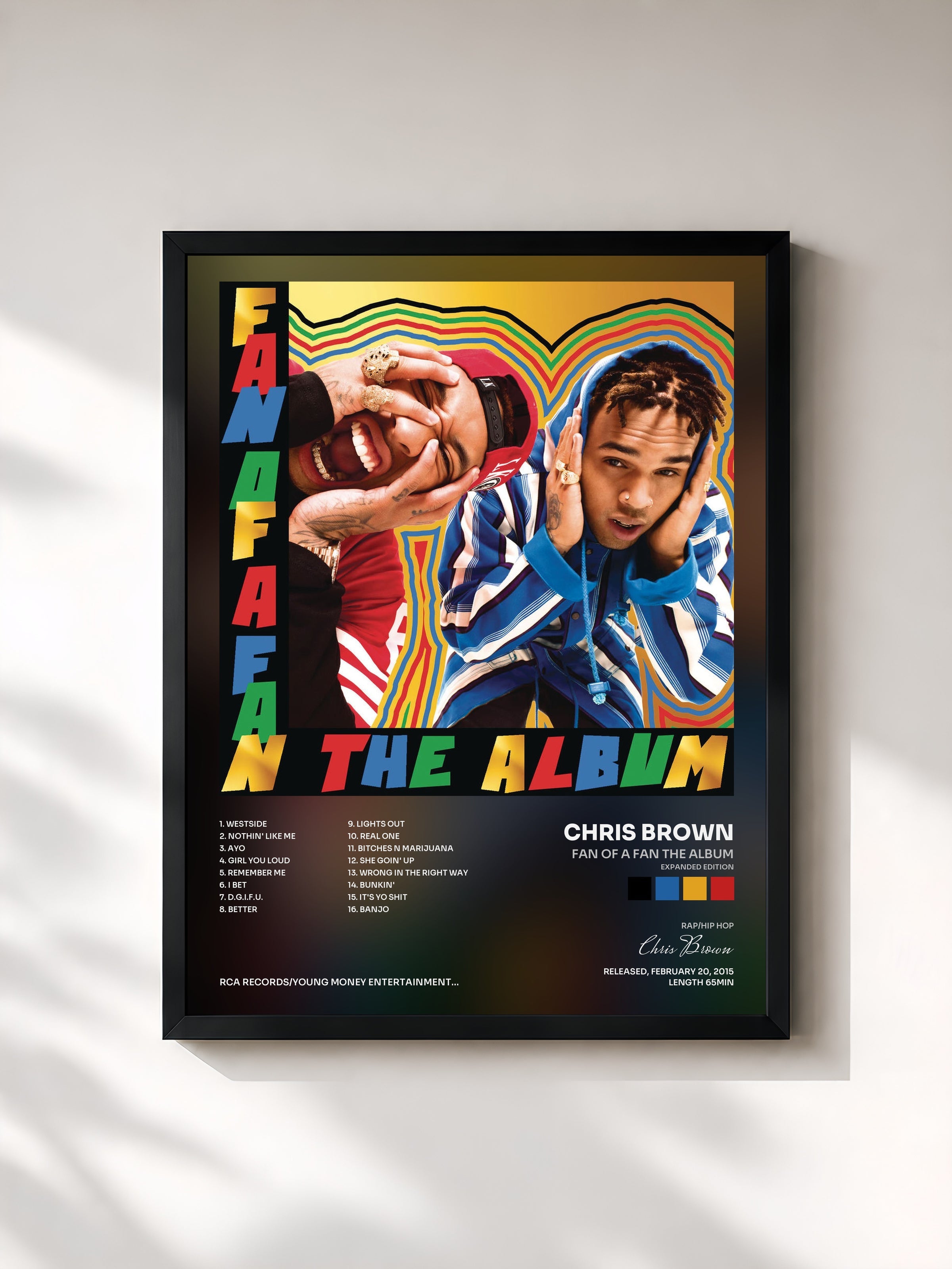 #noir Fan of A Fan The Album (Expanded Edition) by Chris Brown as a framed art print, black frame, printed and framed in France