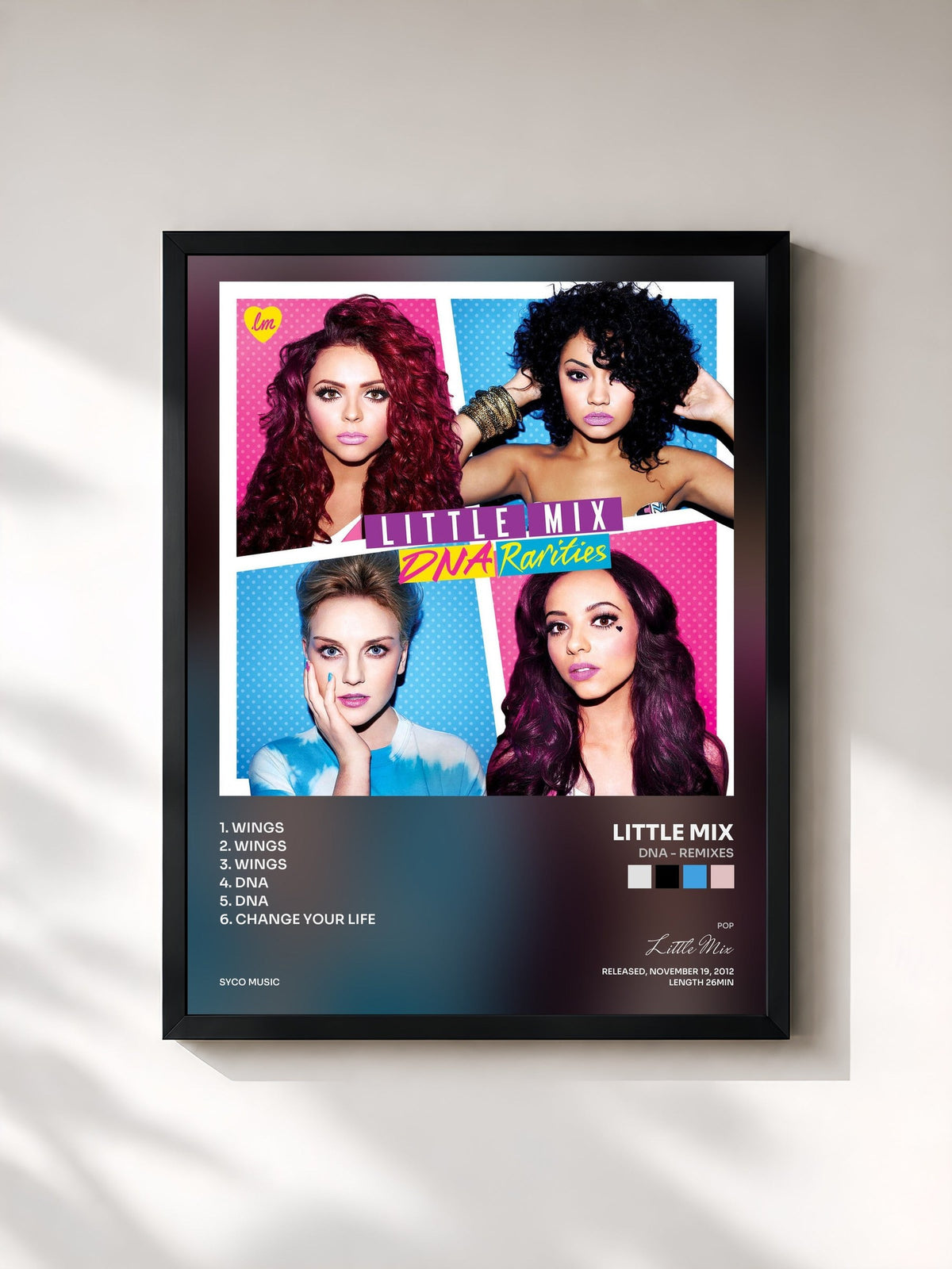 #noir Tableau de l'album DNA - Remixes de Little Mix, cadre noir, imprimé et encadré en France