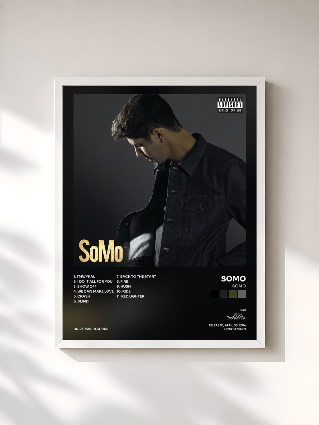 #blanc SoMo de SoMo en lámina enmarcada, marco blanco, impresa y enmarcada en Francia