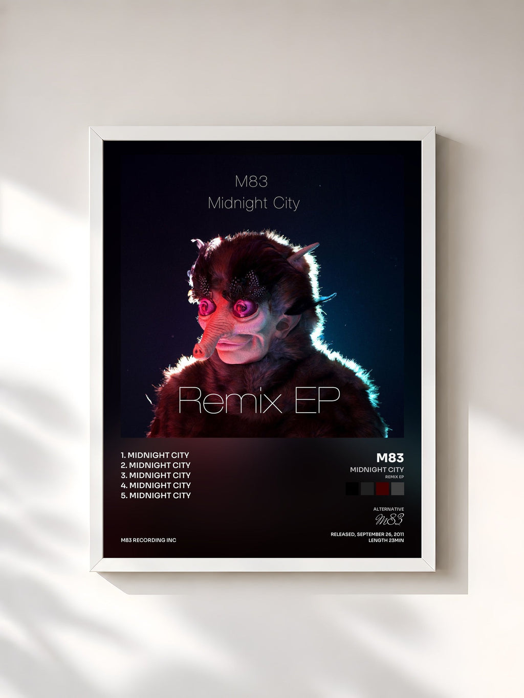 #blanc Midnight City (Remix EP) di M83 in stampa incorniciata, cornice bianca, stampata e incorniciata in Francia