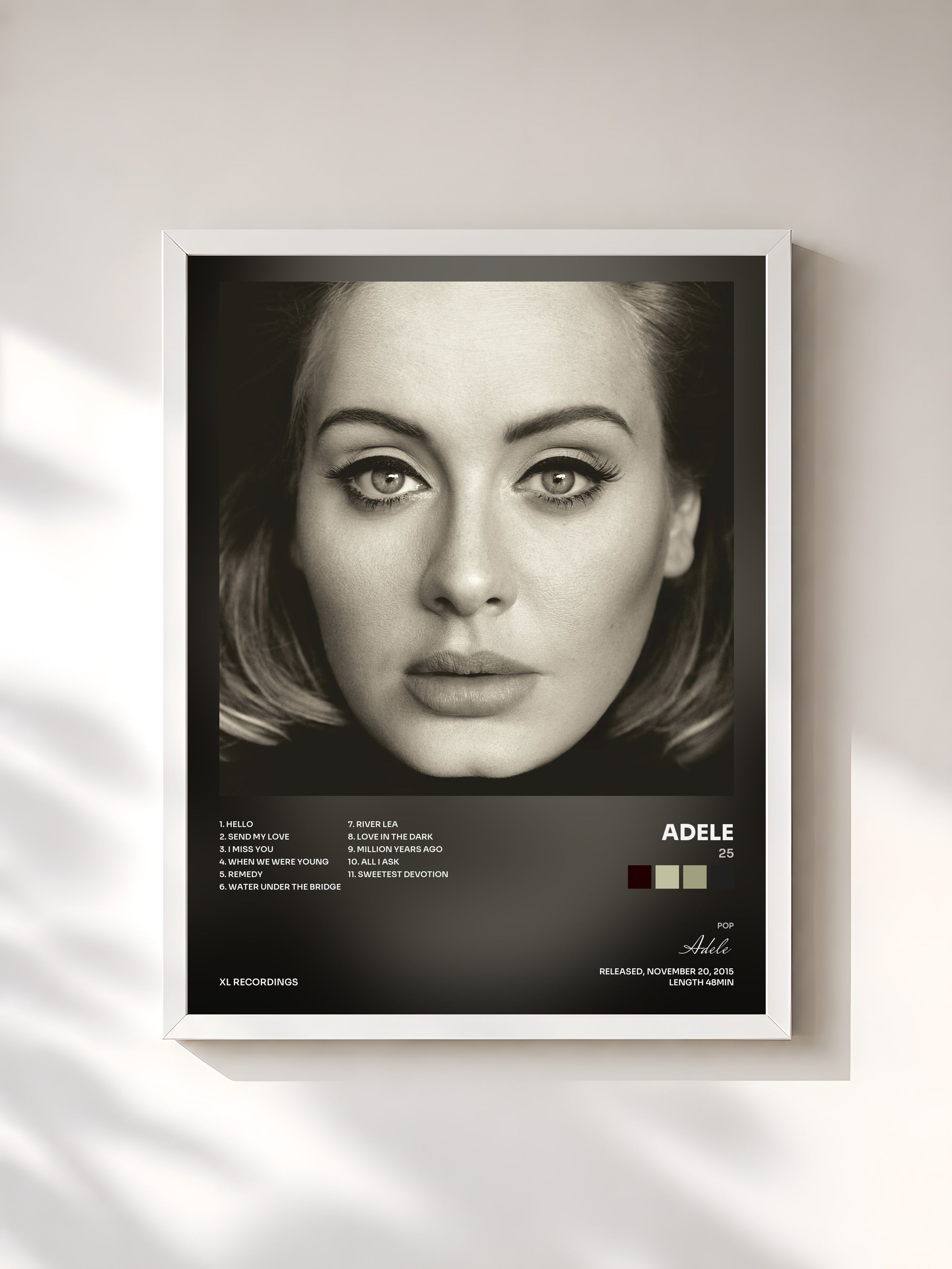 #blanc 25 di Adele in stampa incorniciata, cornice bianca, stampata e incorniciata in Francia