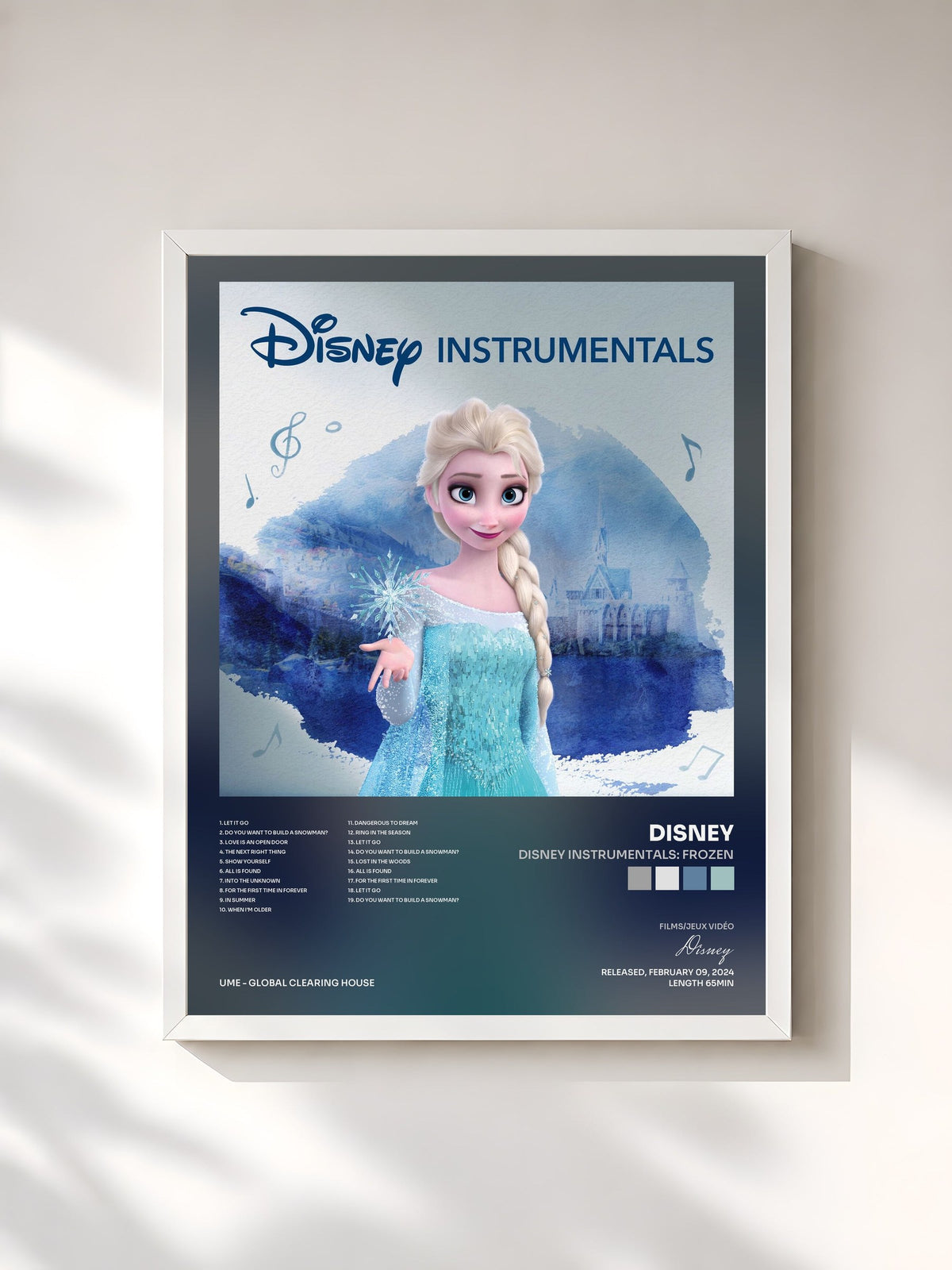 #blanc Tableau de l'album Disney Instrumentals: Frozen de Disney, cadre blanc, imprimé et encadré en France