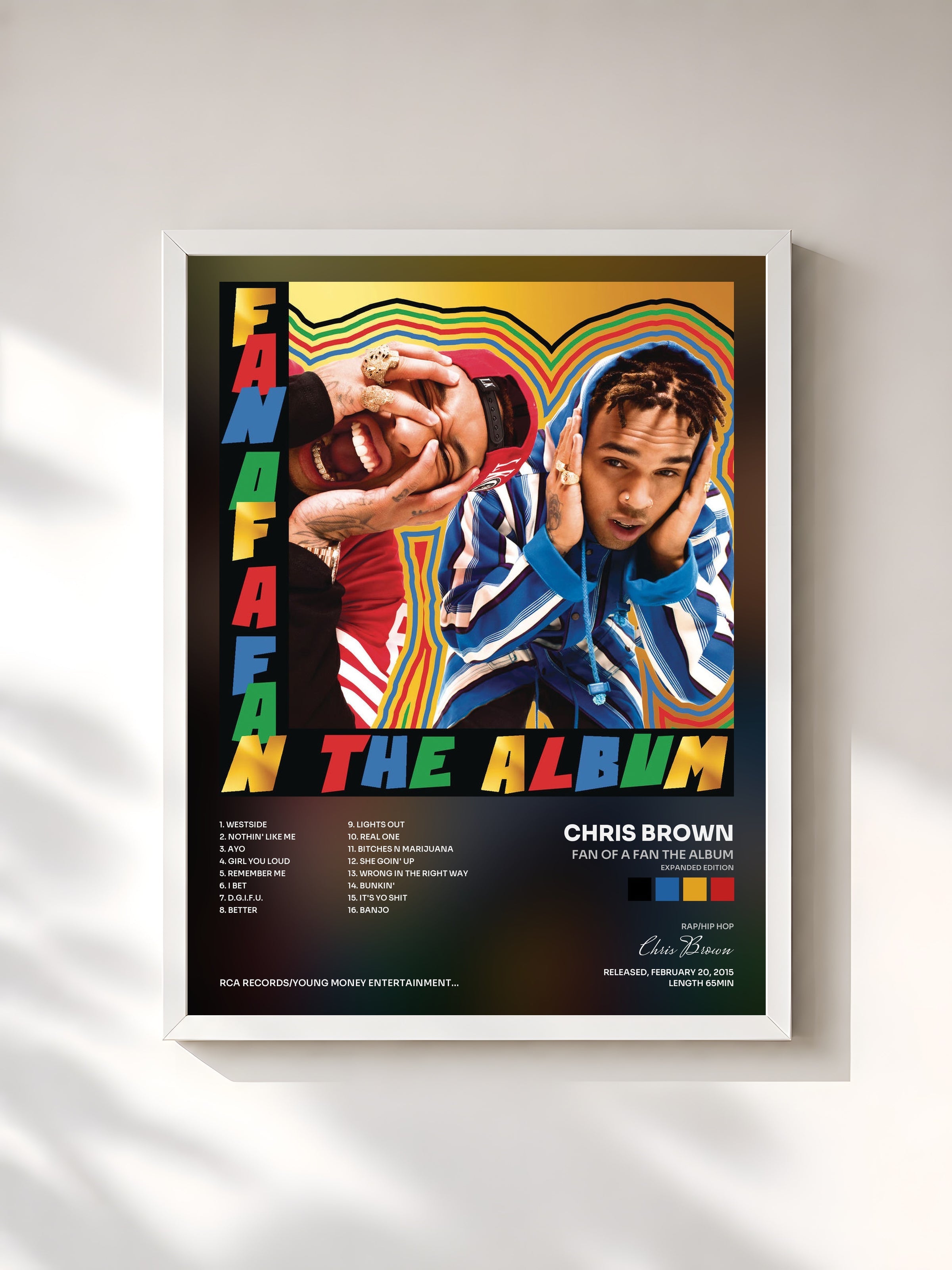 #blanc Fan of A Fan The Album (Expanded Edition) by Chris Brown as a framed art print, white frame, printed and framed in France