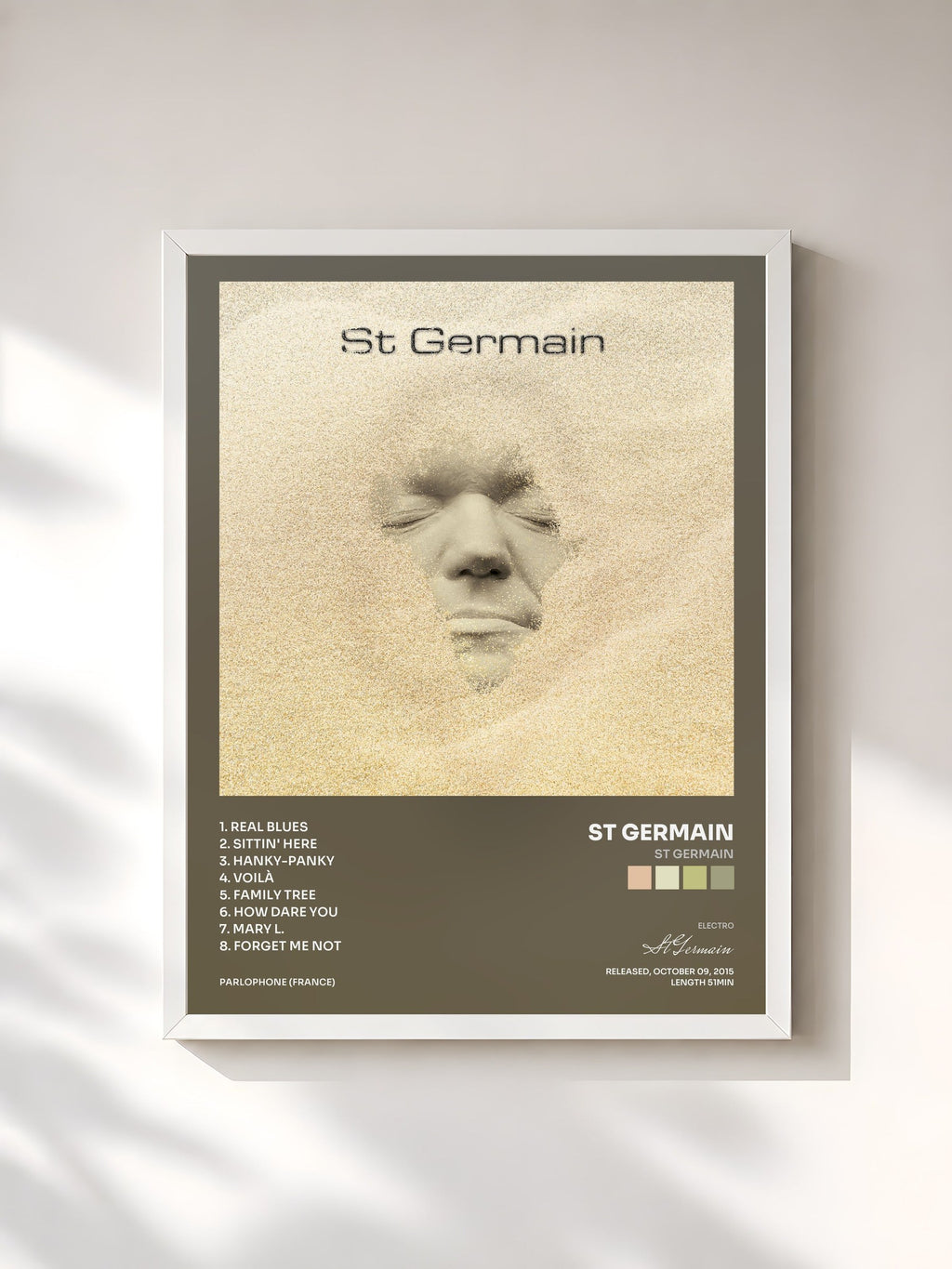 #blanc St Germain de St Germain en lámina enmarcada, marco blanco, impresa y enmarcada en Francia