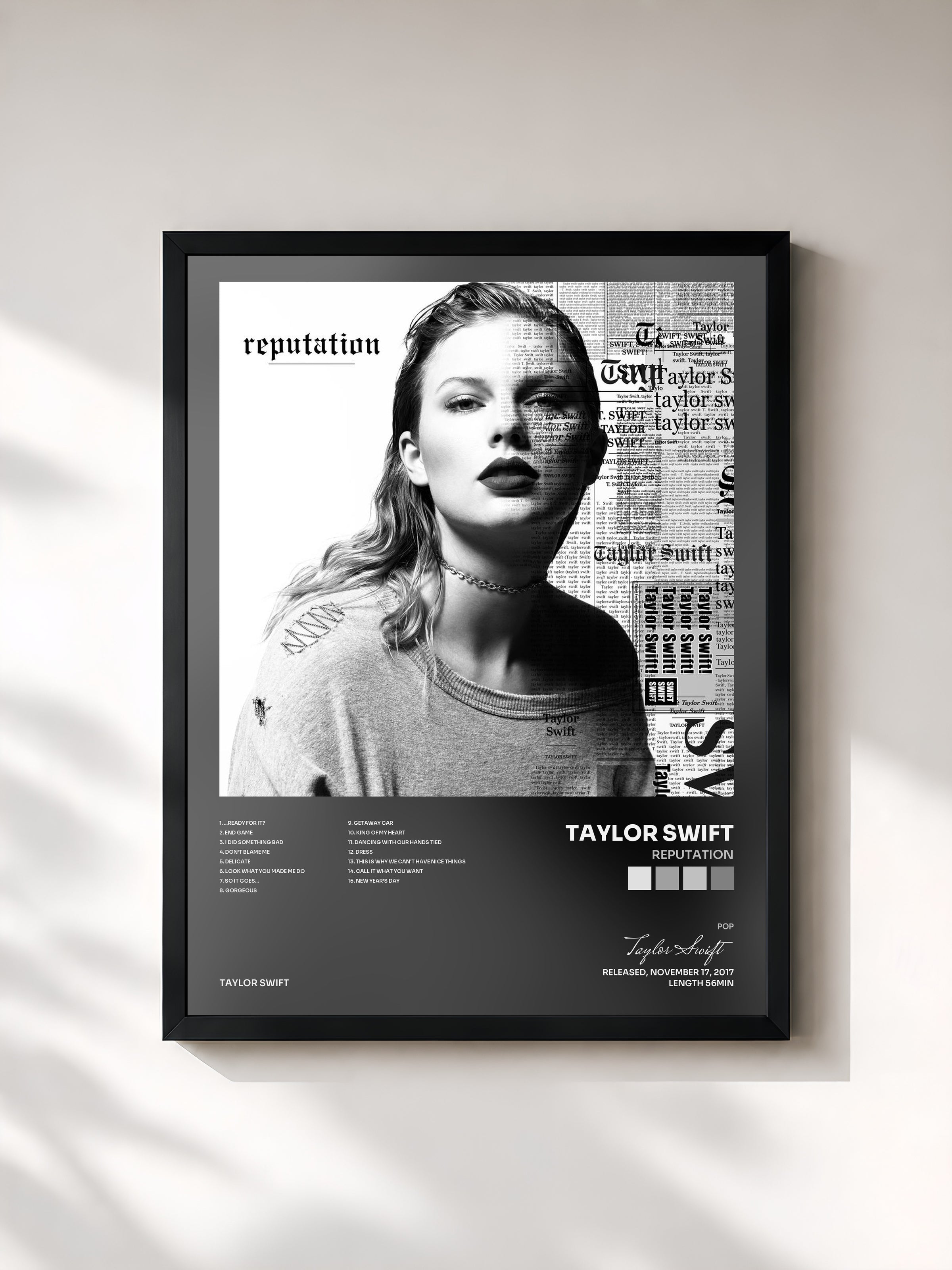 #noir reputation di Taylor Swift in stampa incorniciata, cornice nera, stampata e incorniciata in Francia