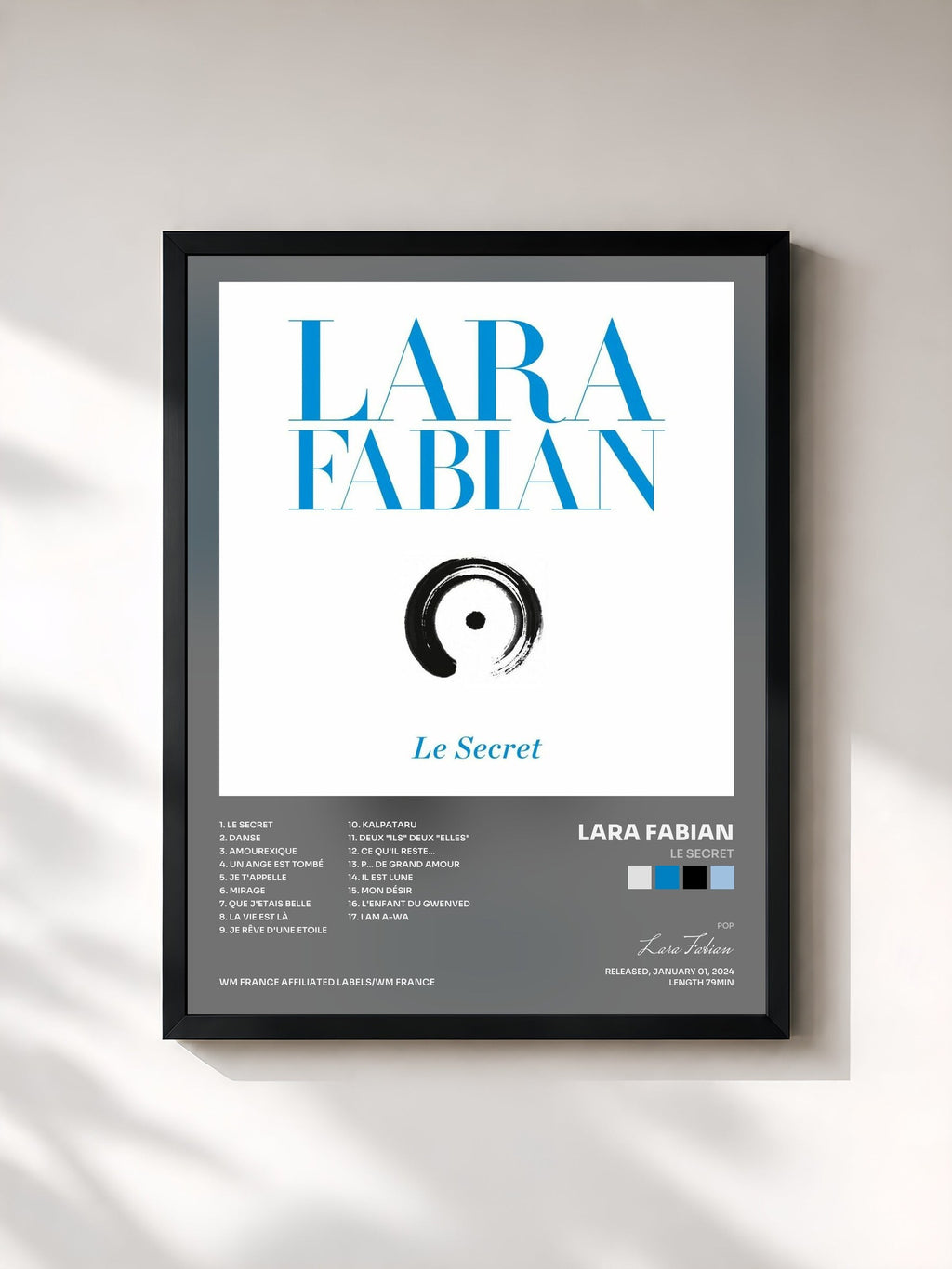 #noir Le Secret von Lara Fabian als gerahmter Kunstdruck, schwarzer Rahmen, gedruckt und gerahmt in Frankreich