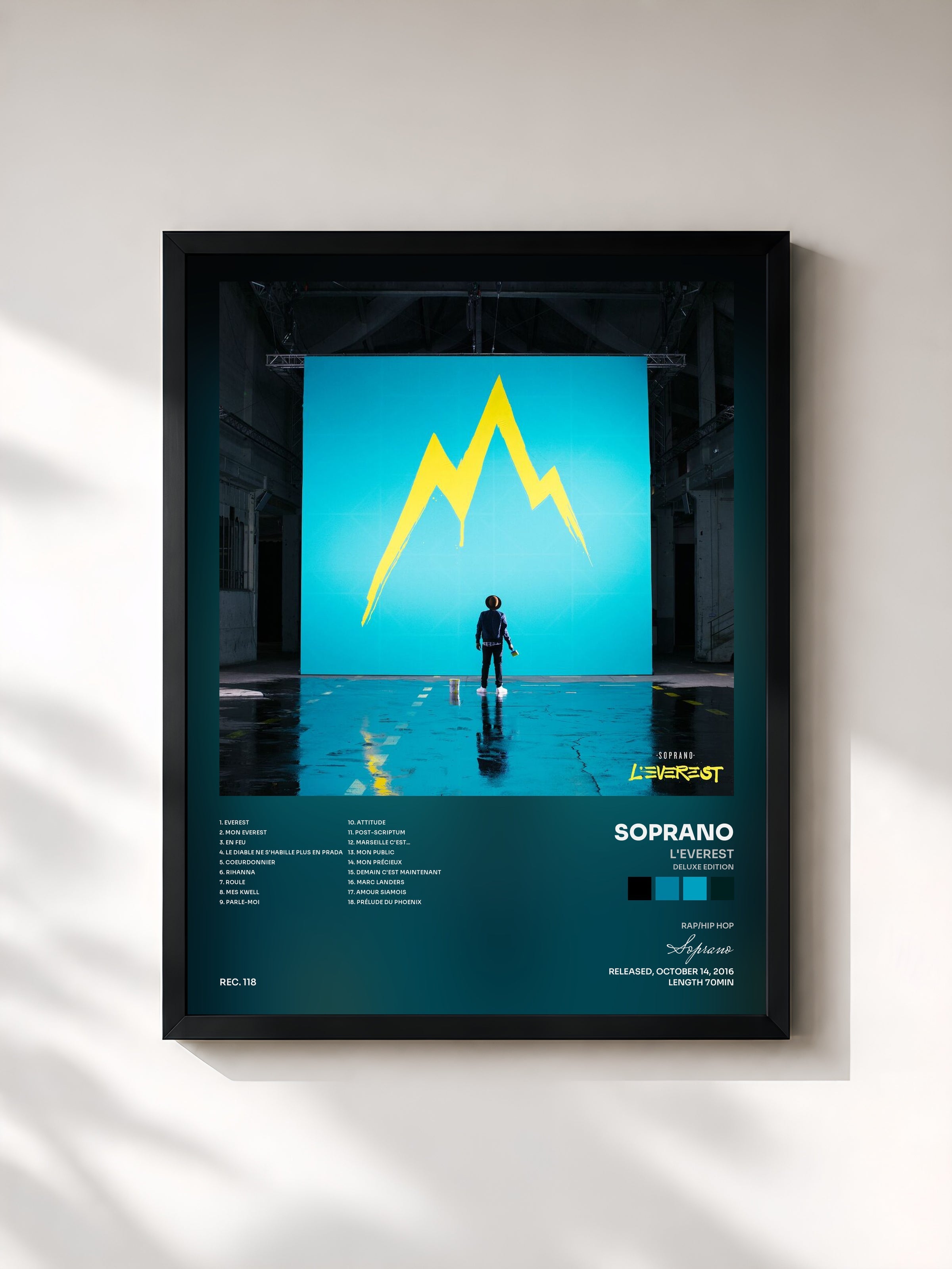 #noir L'Everest (Deluxe Edition) de Soprano en lámina enmarcada, marco negro, impresa y enmarcada en Francia