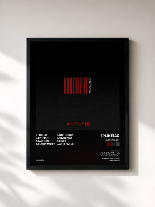 #noir ARRÊTEZ-LE ! by 1PLIKÉ140 as a framed art print, black frame, printed and framed in France