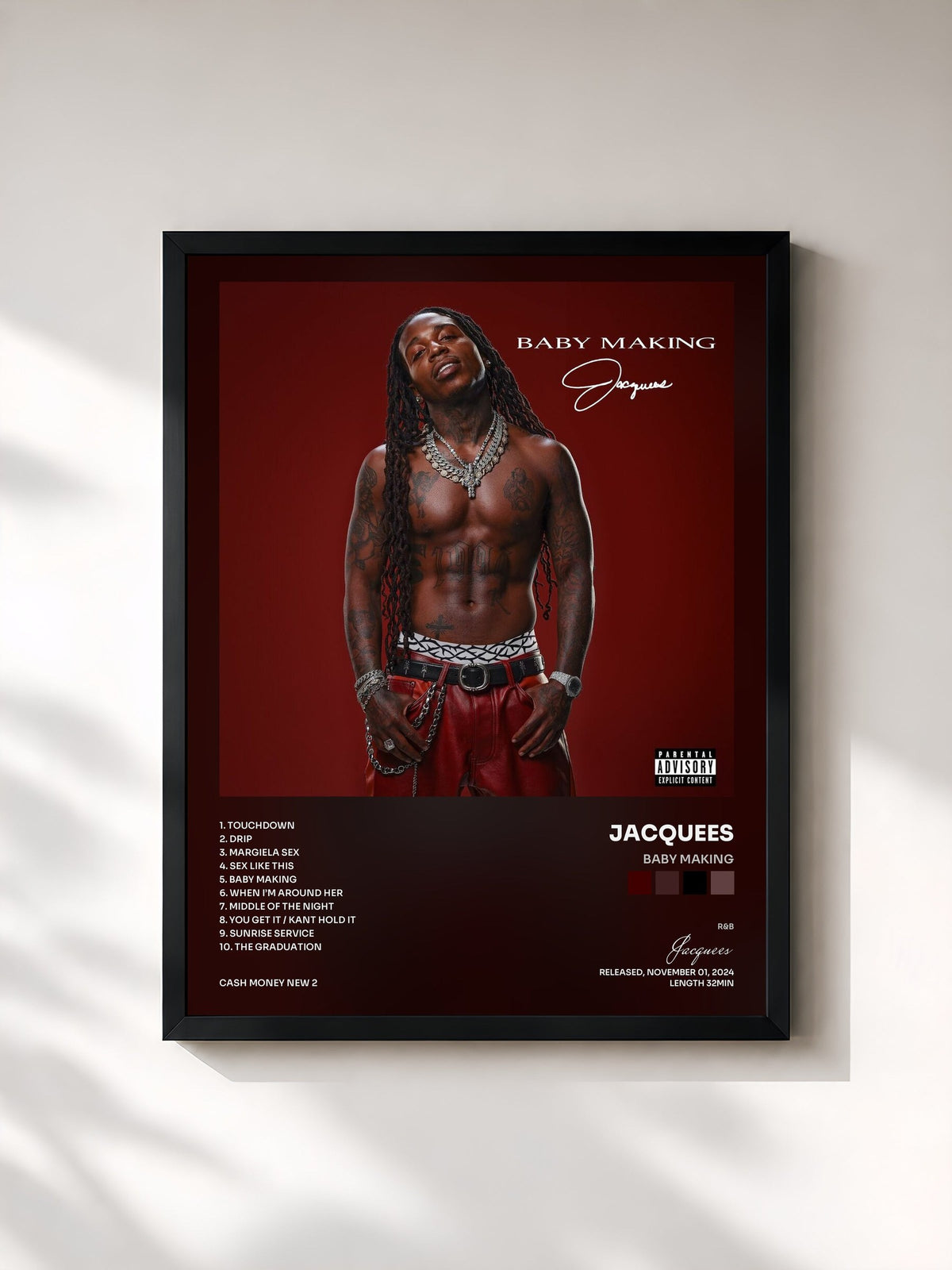 #noir Baby Making by Jacquees as a framed art print, black frame, printed and framed in France