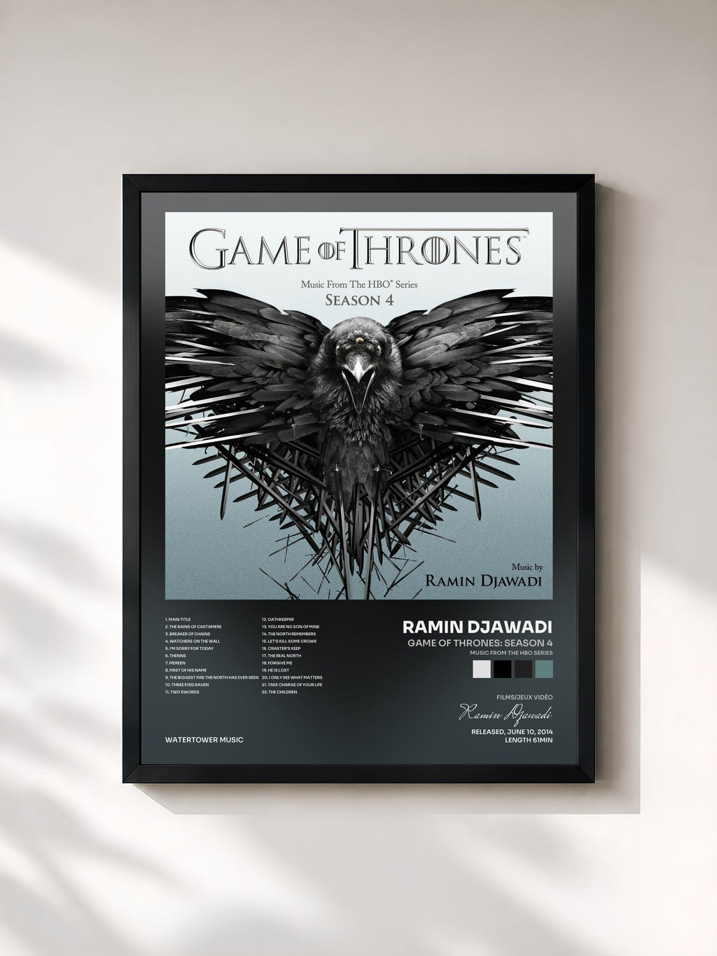 #noir Game Of Thrones: Season 4 (Music from the HBO Series) de Ramin Djawadi en lámina enmarcada, marco negro, impresa y enmarcada en Francia