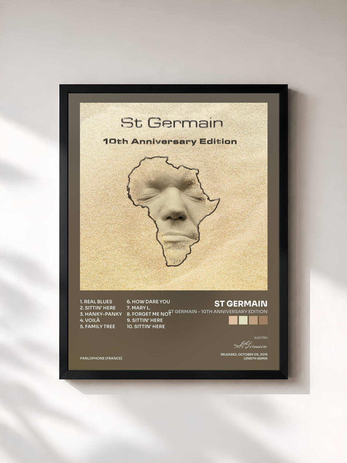 #noir Tableau de l'album St Germain - 10th Anniversary Edition de St Germain, cadre noir, imprimé et encadré en France