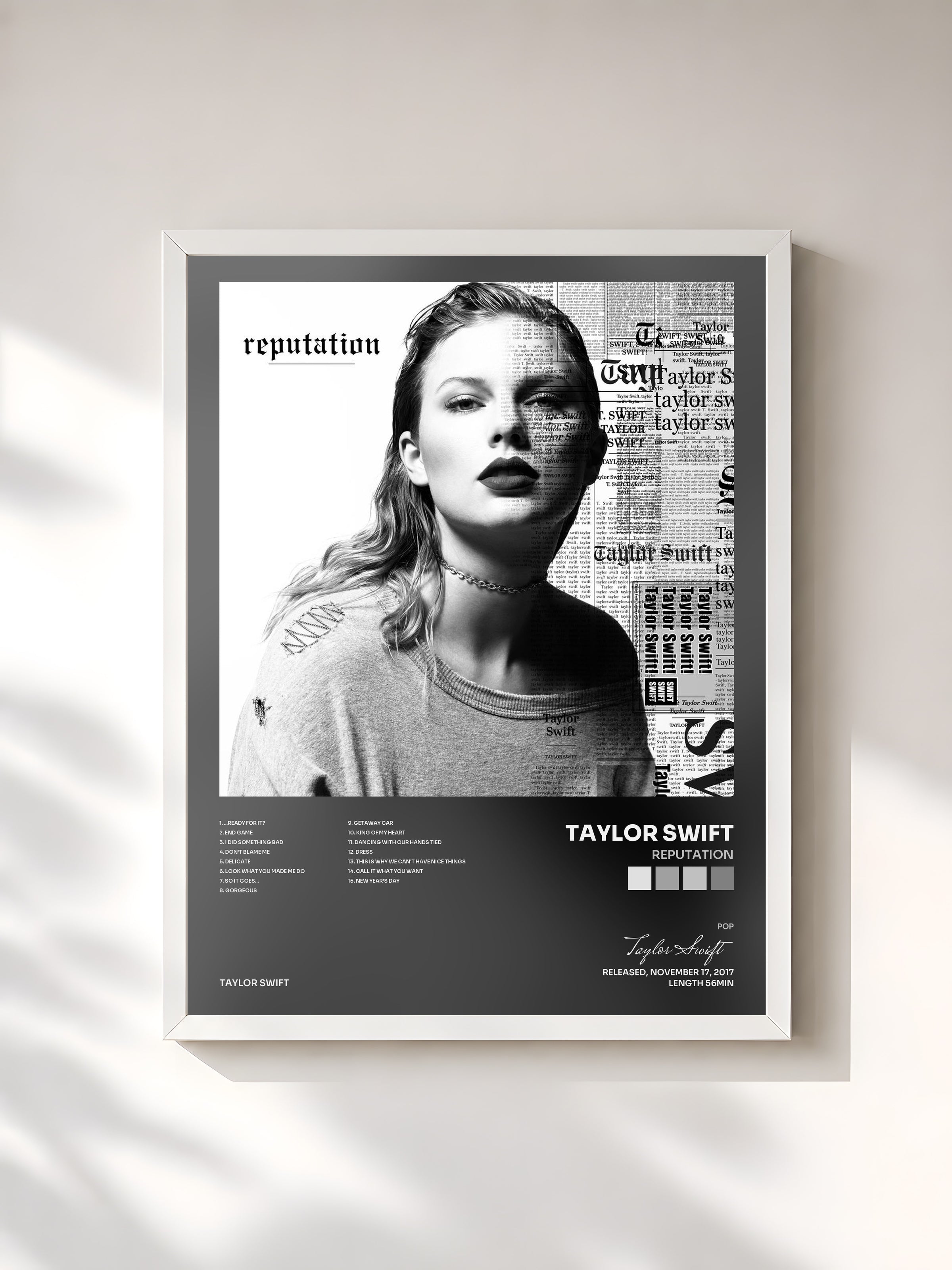 #blanc reputation di Taylor Swift in stampa incorniciata, cornice bianca, stampata e incorniciata in Francia