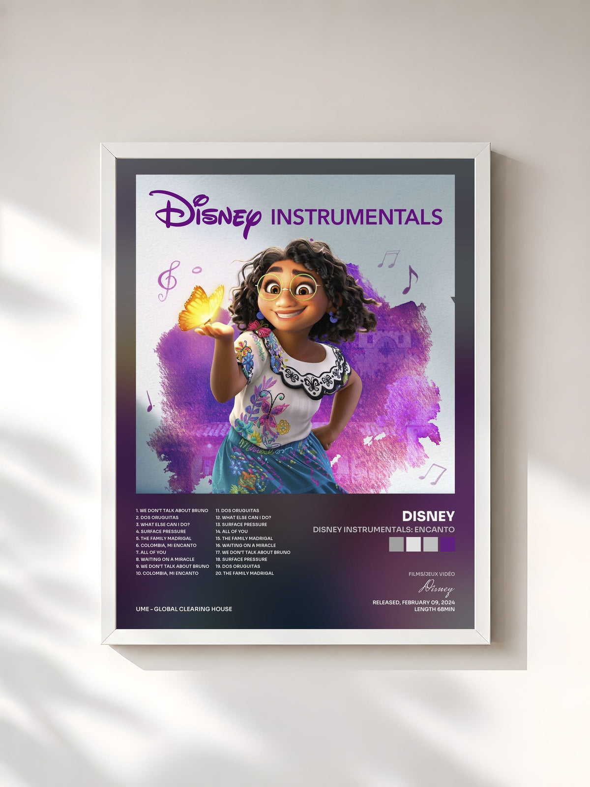 #blanc Tableau de l'album Disney Instrumentals: Encanto de Disney, cadre blanc, imprimé et encadré en France