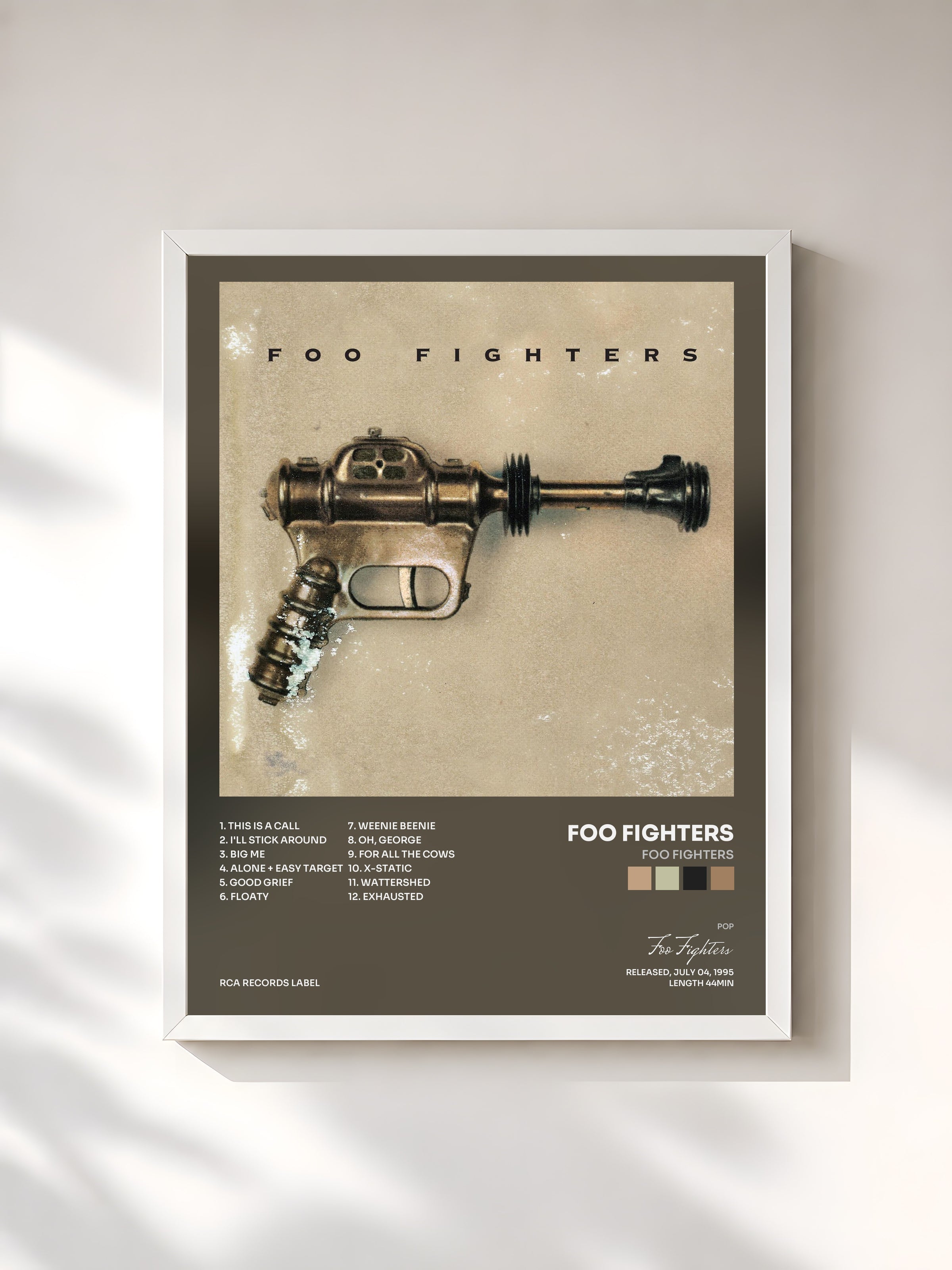 #blanc Foo Fighters by Foo Fighters as a framed art print, white frame, printed and framed in France