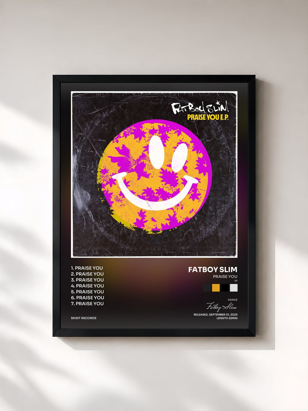 #noir Praise You (EP) di Fatboy Slim in stampa incorniciata, cornice nera, stampata e incorniciata in Francia