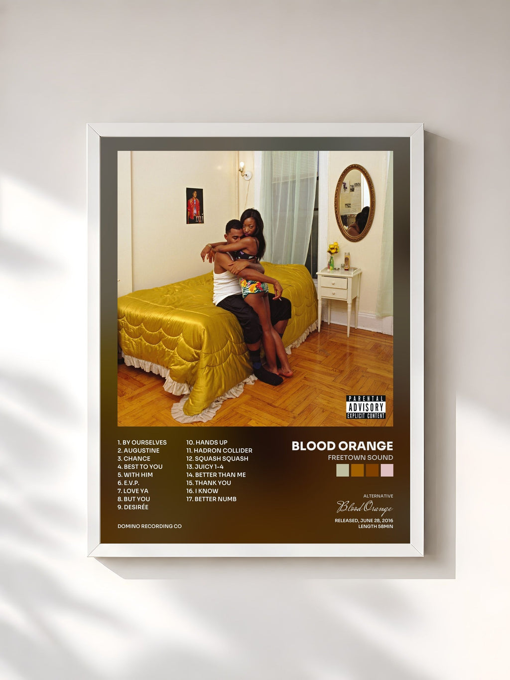 #blanc Freetown Sound by Blood Orange as a framed art print, white frame, printed and framed in France