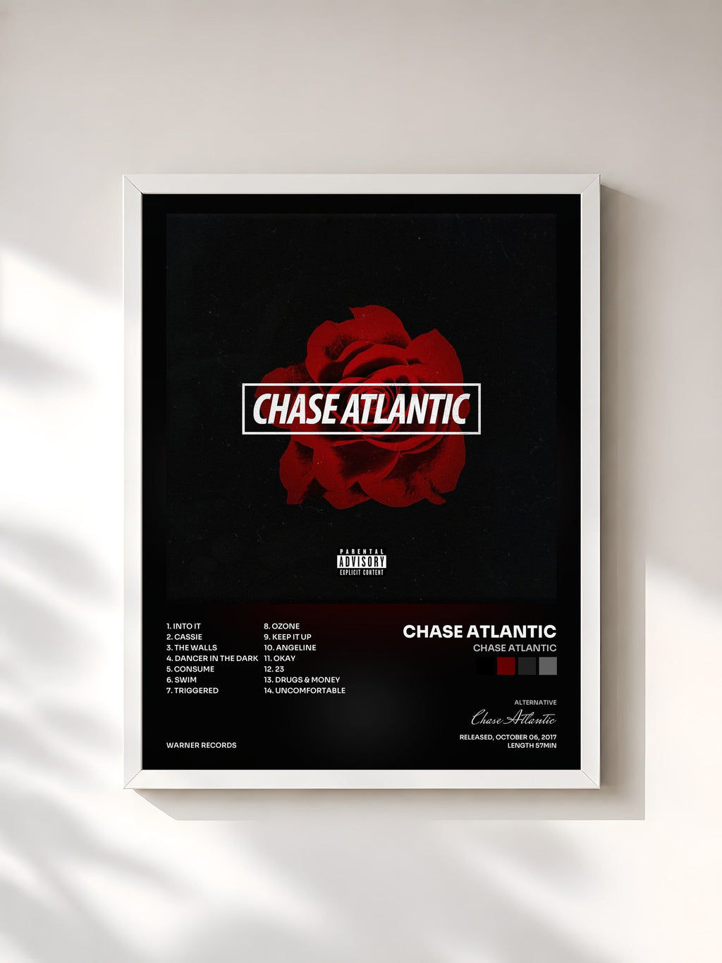 #blanc Tableau de l'album Chase Atlantic de Chase Atlantic, cadre blanc, imprimé et encadré en France