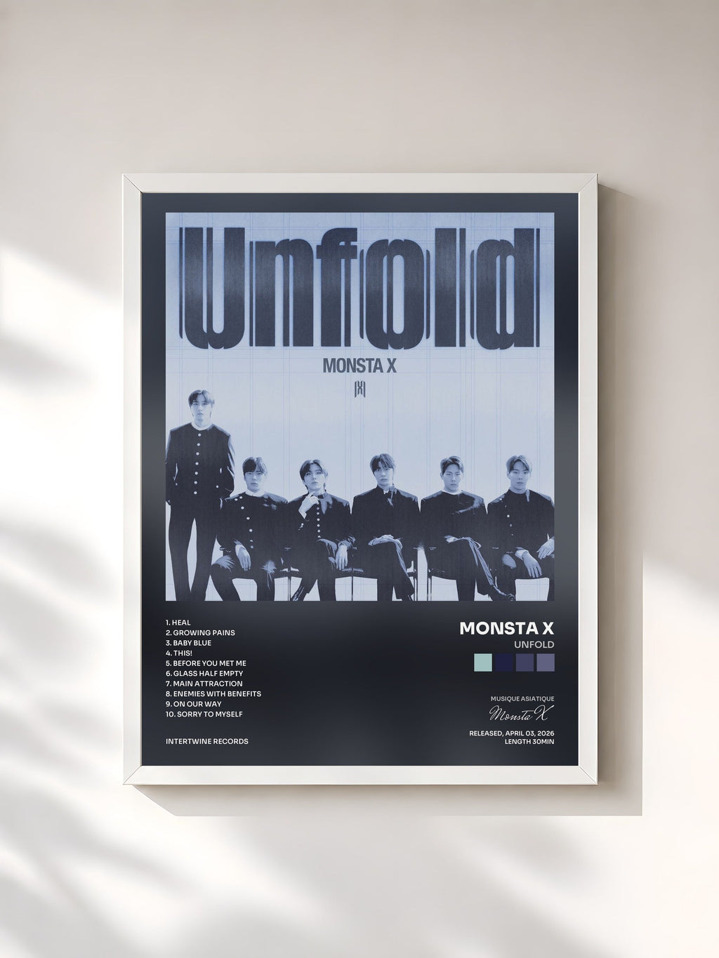 #blanc Unfold by Monsta X as a framed art print, white frame, printed and framed in France