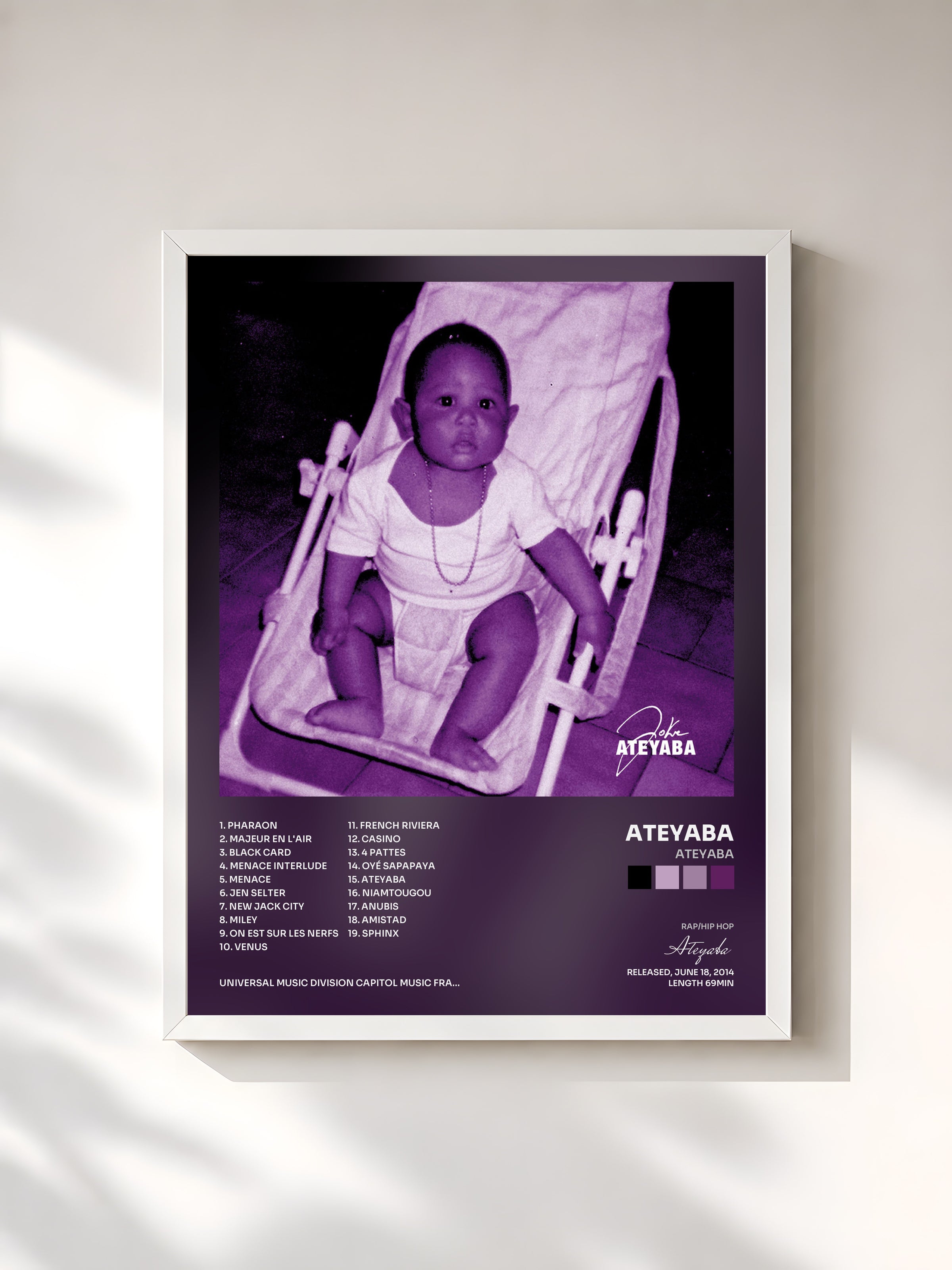 #blanc Tableau de l'album Ateyaba de Ateyaba, cadre blanc, imprimé et encadré en France