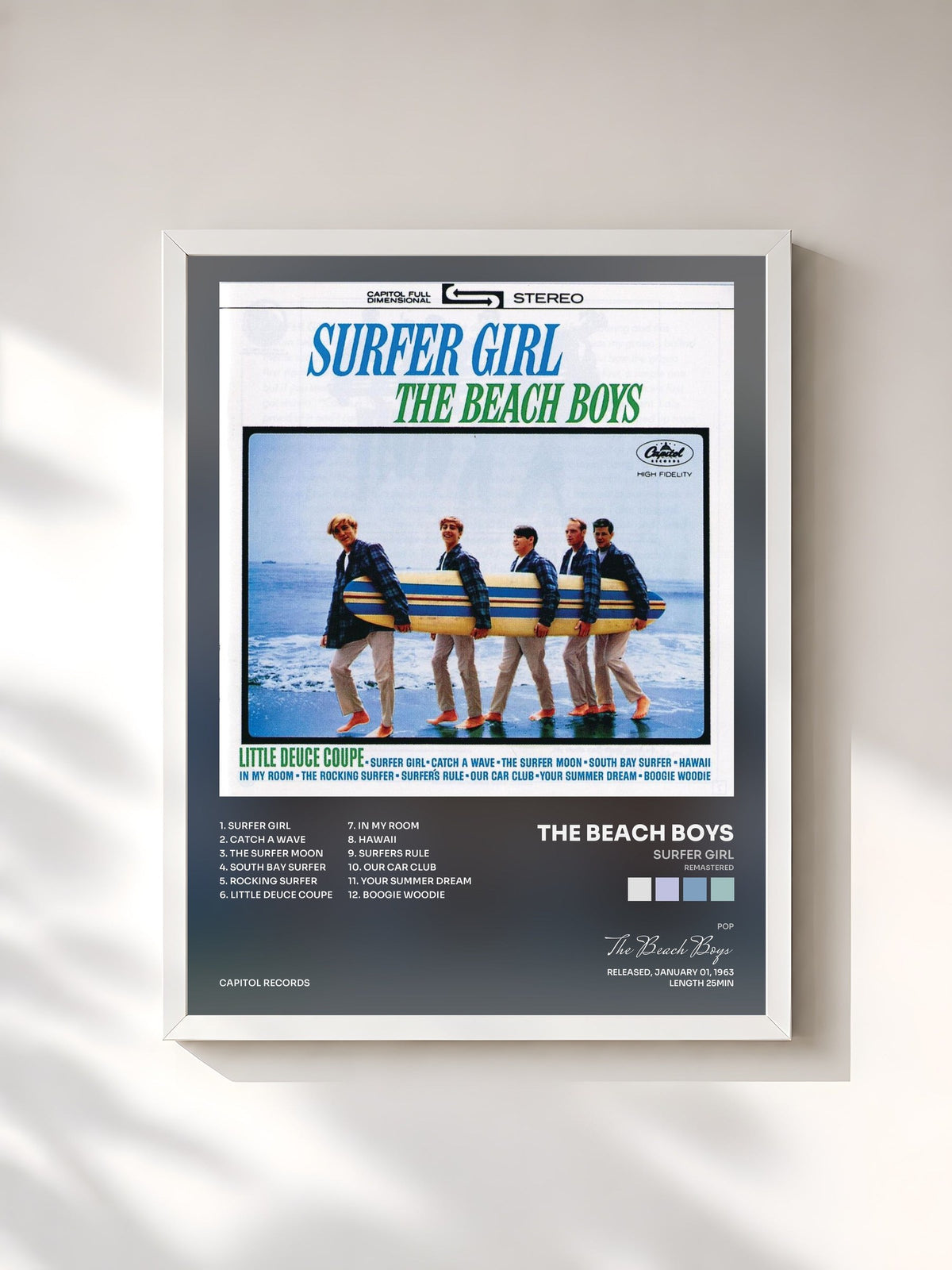 #blanc Surfer Girl (Remastered) di The Beach Boys in stampa incorniciata, cornice bianca, stampata e incorniciata in Francia