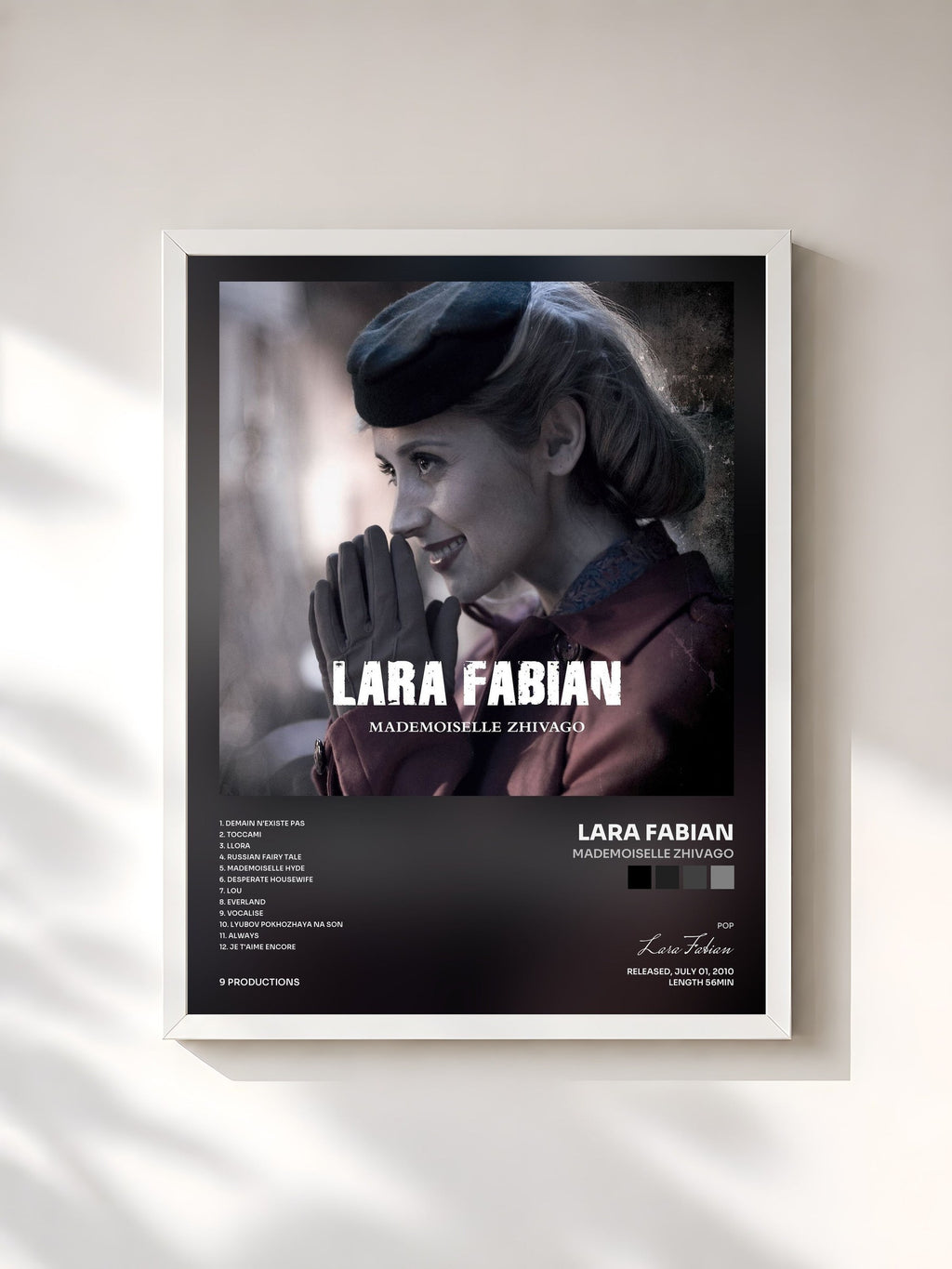 #blanc Mademoiselle Zhivago di Lara Fabian in stampa incorniciata, cornice bianca, stampata e incorniciata in Francia