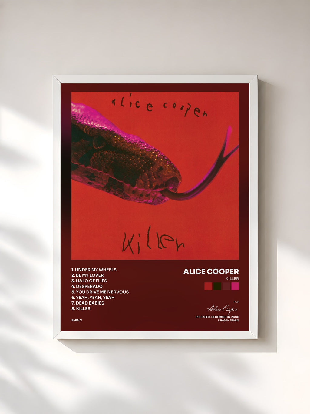 #blanc Killer di Alice Cooper in stampa incorniciata, cornice bianca, stampata e incorniciata in Francia