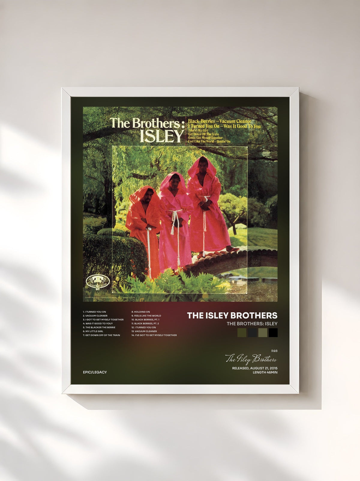 #blanc Tableau de l'album The Brothers: Isley de The Isley Brothers, cadre blanc, imprimé et encadré en France