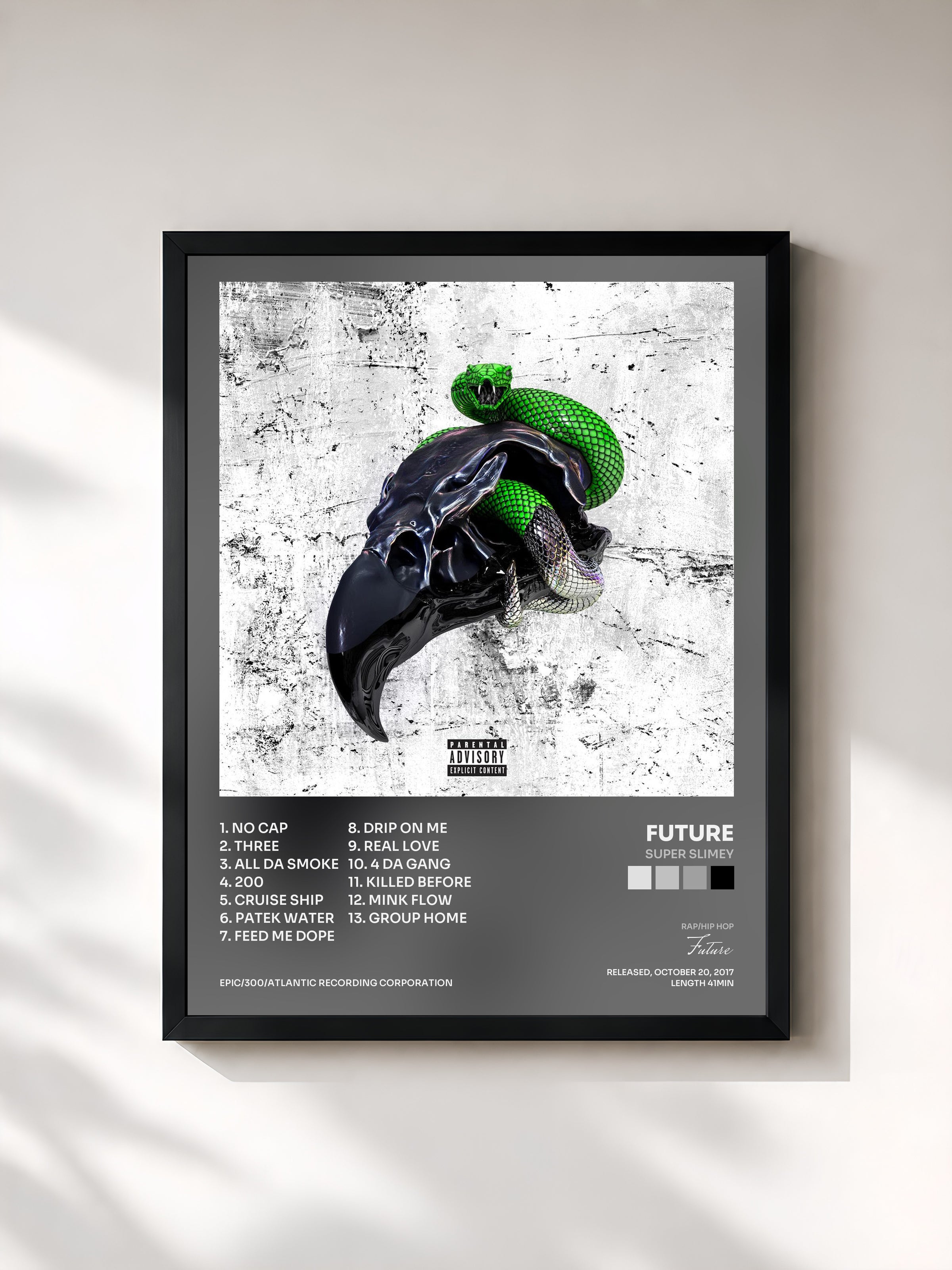 #noir Tableau de l'album SUPER SLIMEY de Future, cadre noir, imprimé et encadré en France