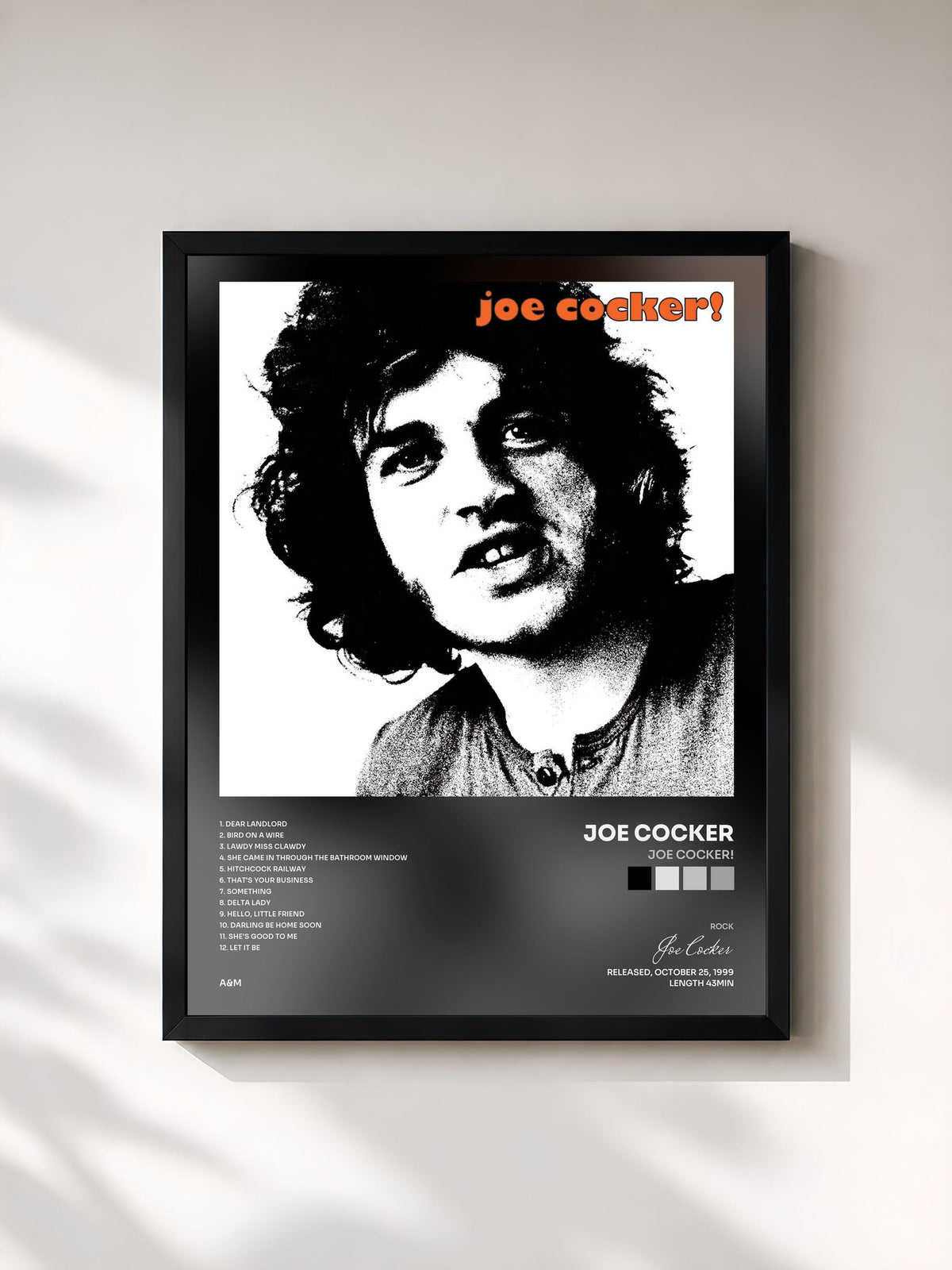 #noir Joe Cocker! di Joe Cocker in stampa incorniciata, cornice nera, stampata e incorniciata in Francia