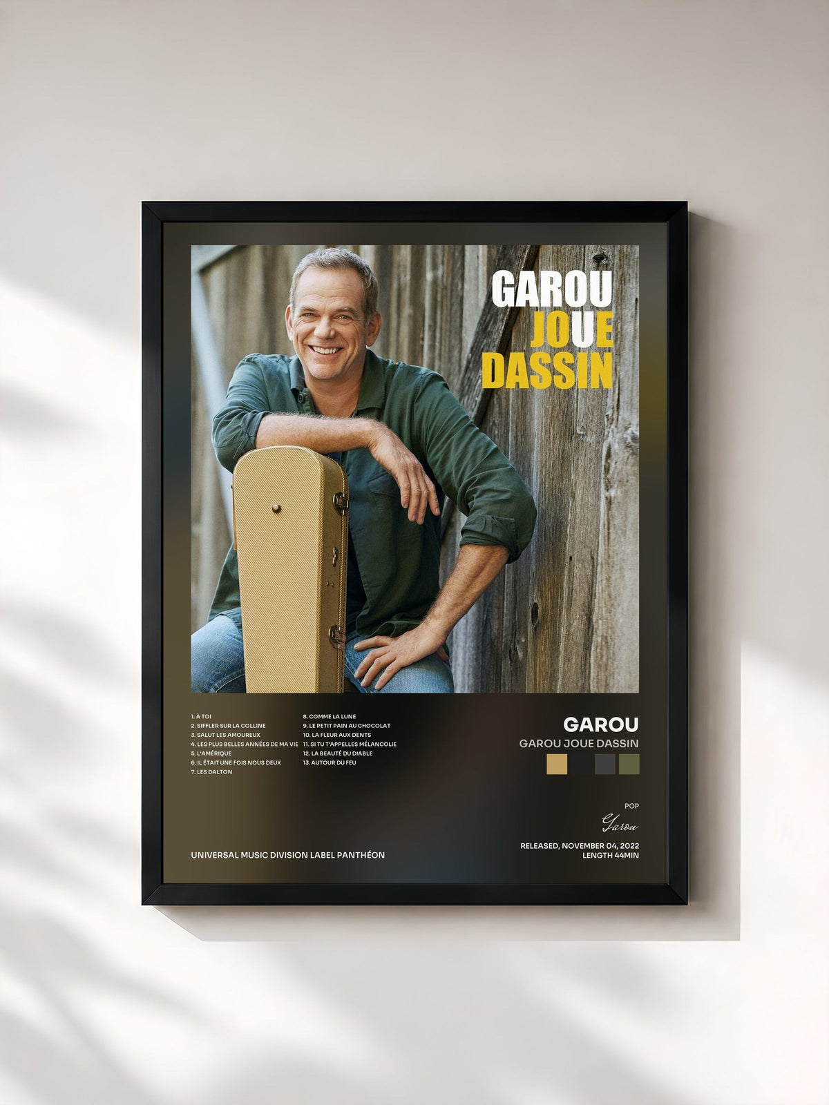 #noir Garou joue Dassin by Garou as a framed art print, black frame, printed and framed in France
