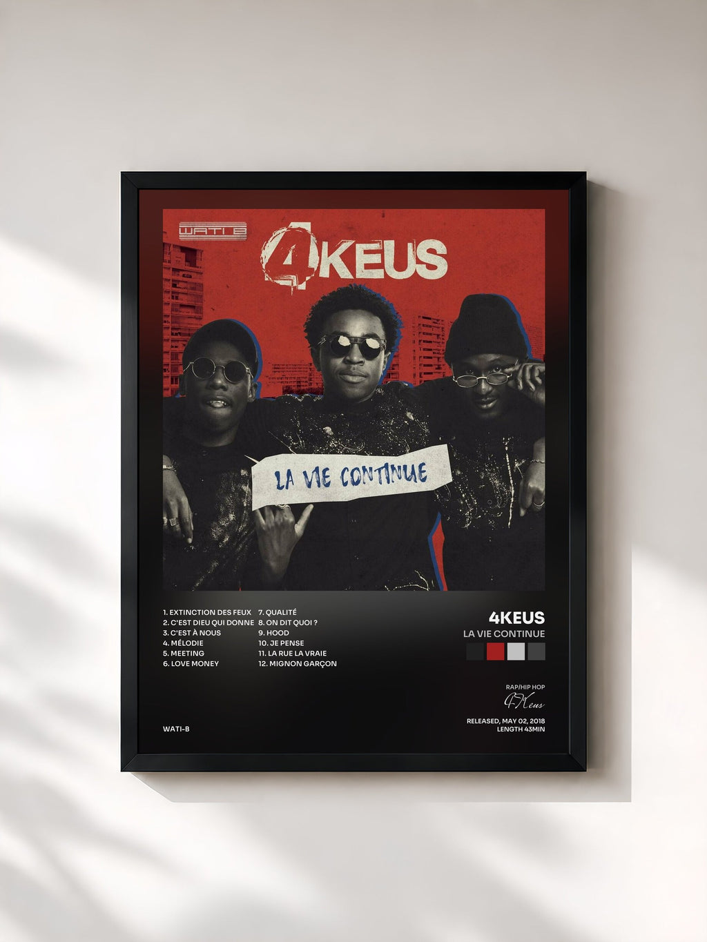 #noir La vie continue by 4Keus as a framed art print, black frame, printed and framed in France
