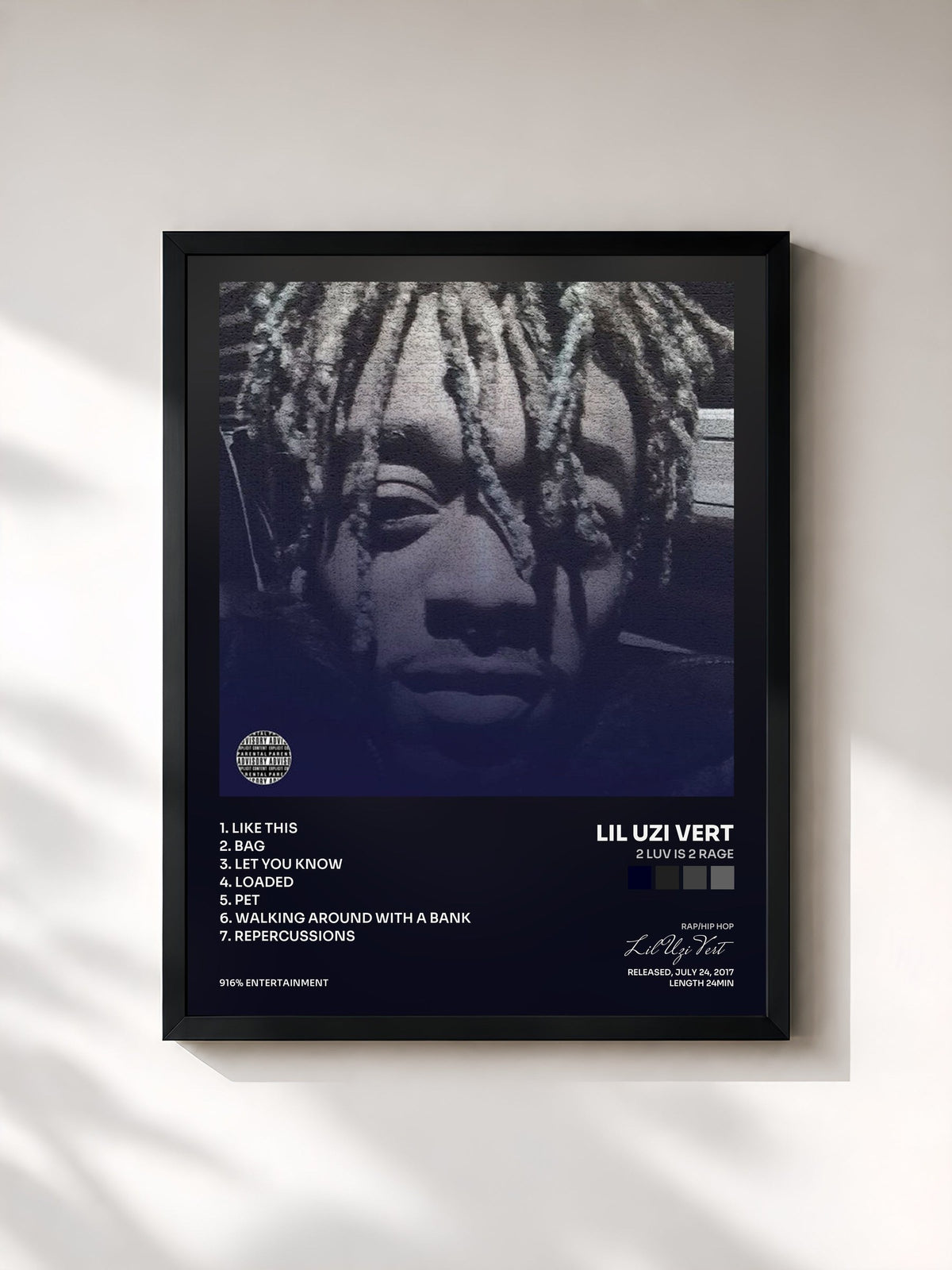#noir Tableau de l'album 2 Luv Is 2 Rage de Lil Uzi Vert, cadre noir, imprimé et encadré en France