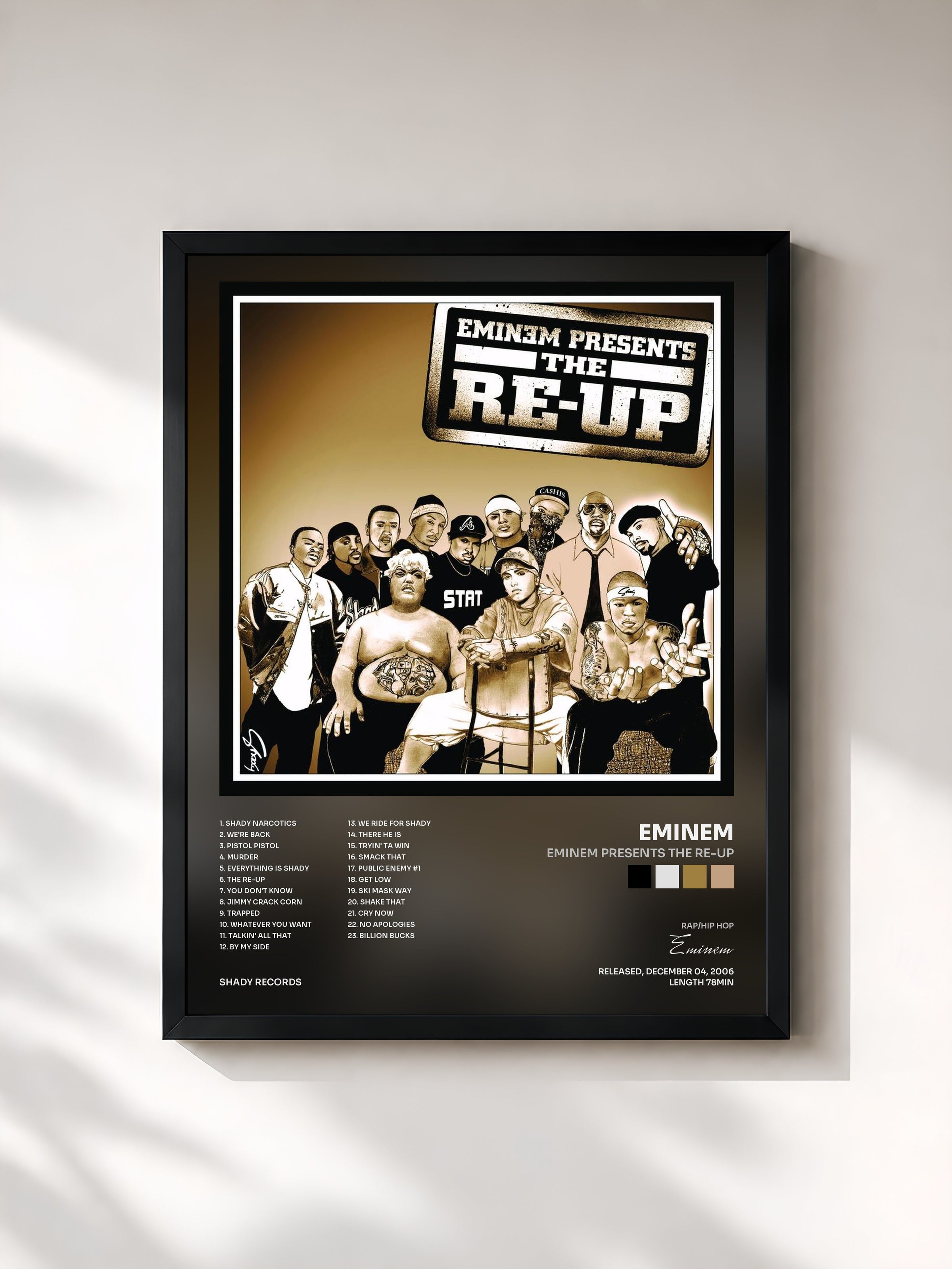 #noir Tableau de l'album Eminem Presents The Re-Up de Eminem, cadre noir, imprimé et encadré en France