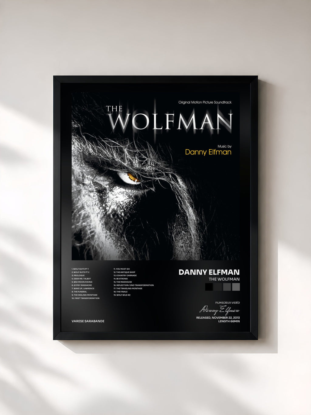 #noir The Wolfman by Danny Elfman as a framed art print, black frame, printed and framed in France