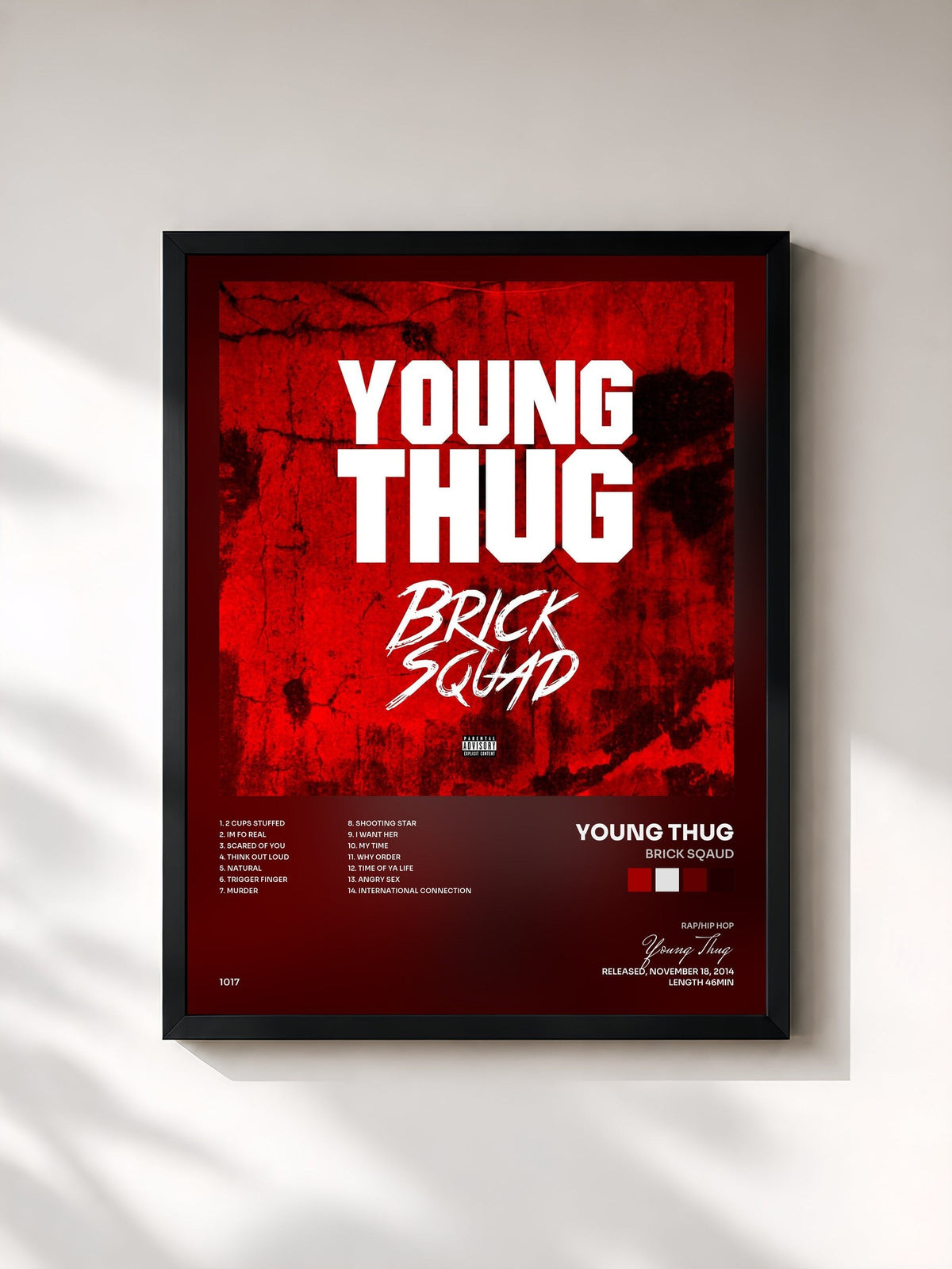 #noir Tableau de l'album Brick Sqaud de Young Thug, cadre noir, imprimé et encadré en France