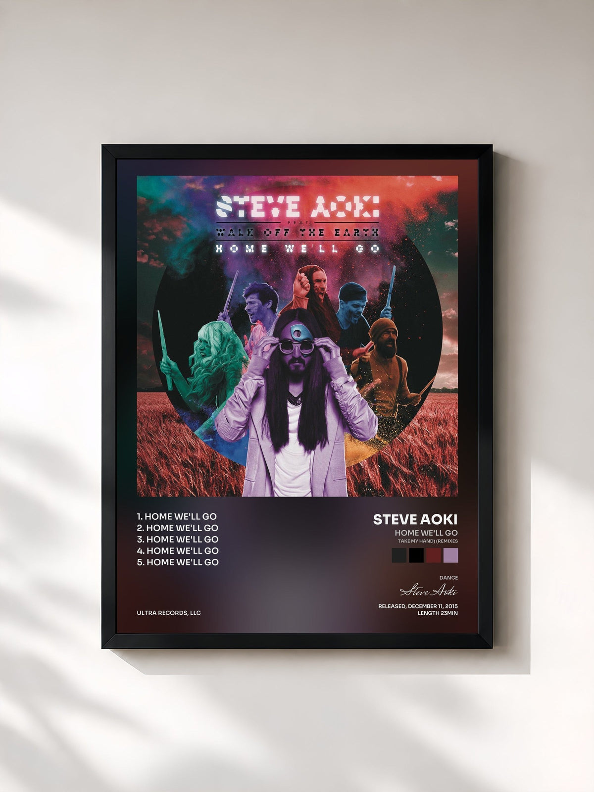 #noir Tableau de l'album Home We'll Go (Take My Hand) (Remixes) de Steve Aoki, cadre noir, imprimé et encadré en France